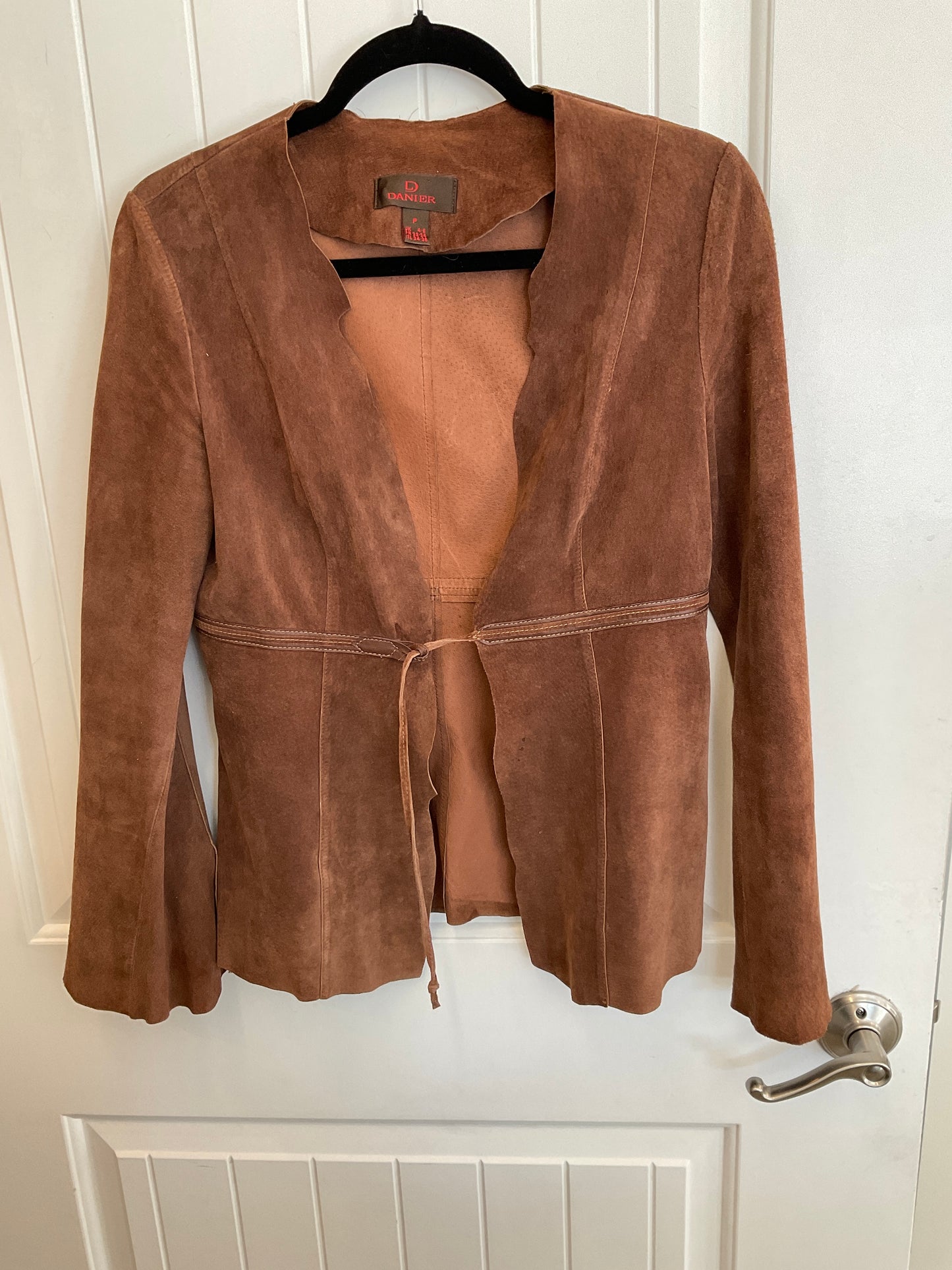 Vintage Danier suede leather jacket with leather tie size small