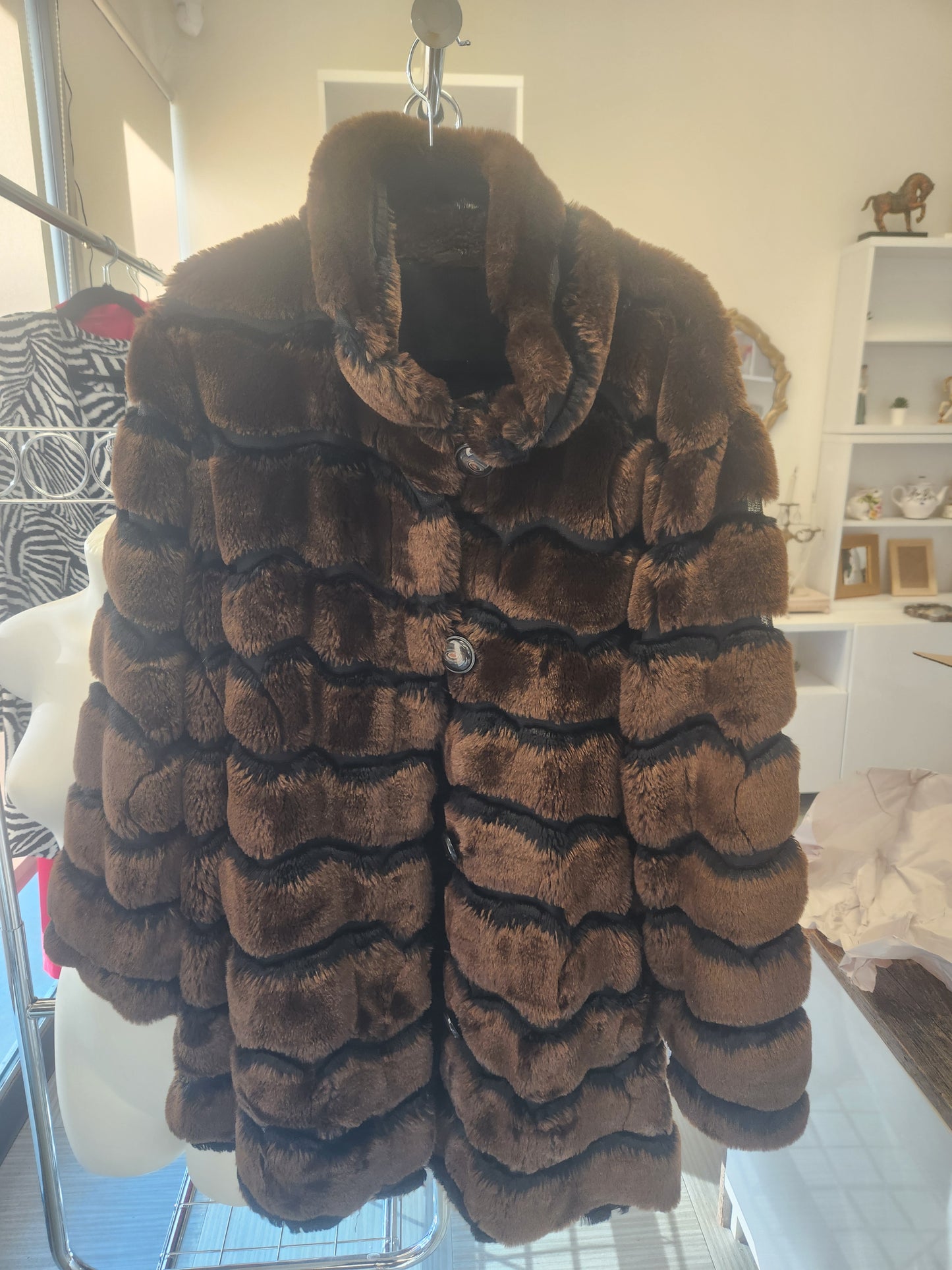 Brown Puffer Fur Coat