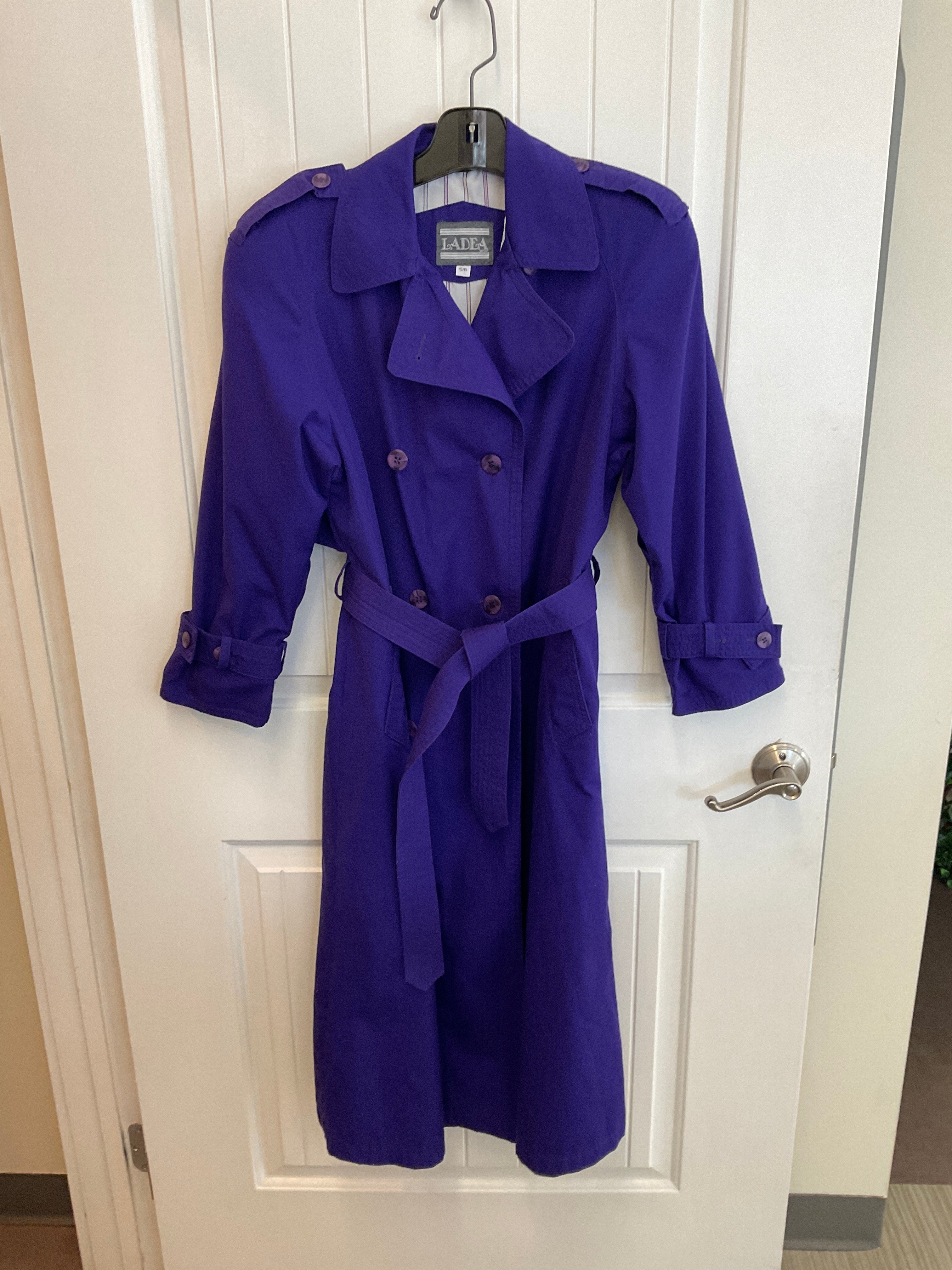 Purple long trench coat. Lightweight