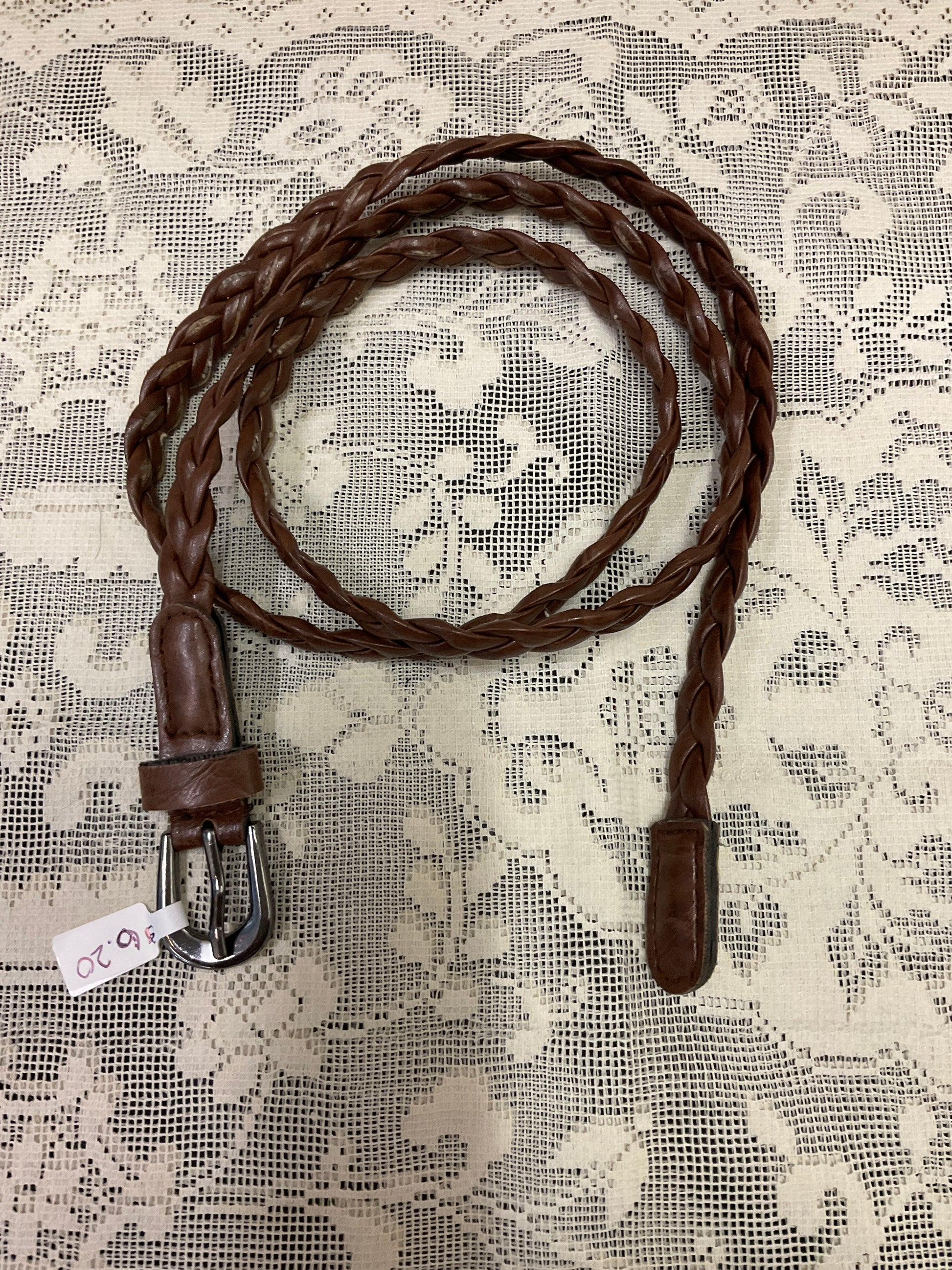 Brown faux leather belt