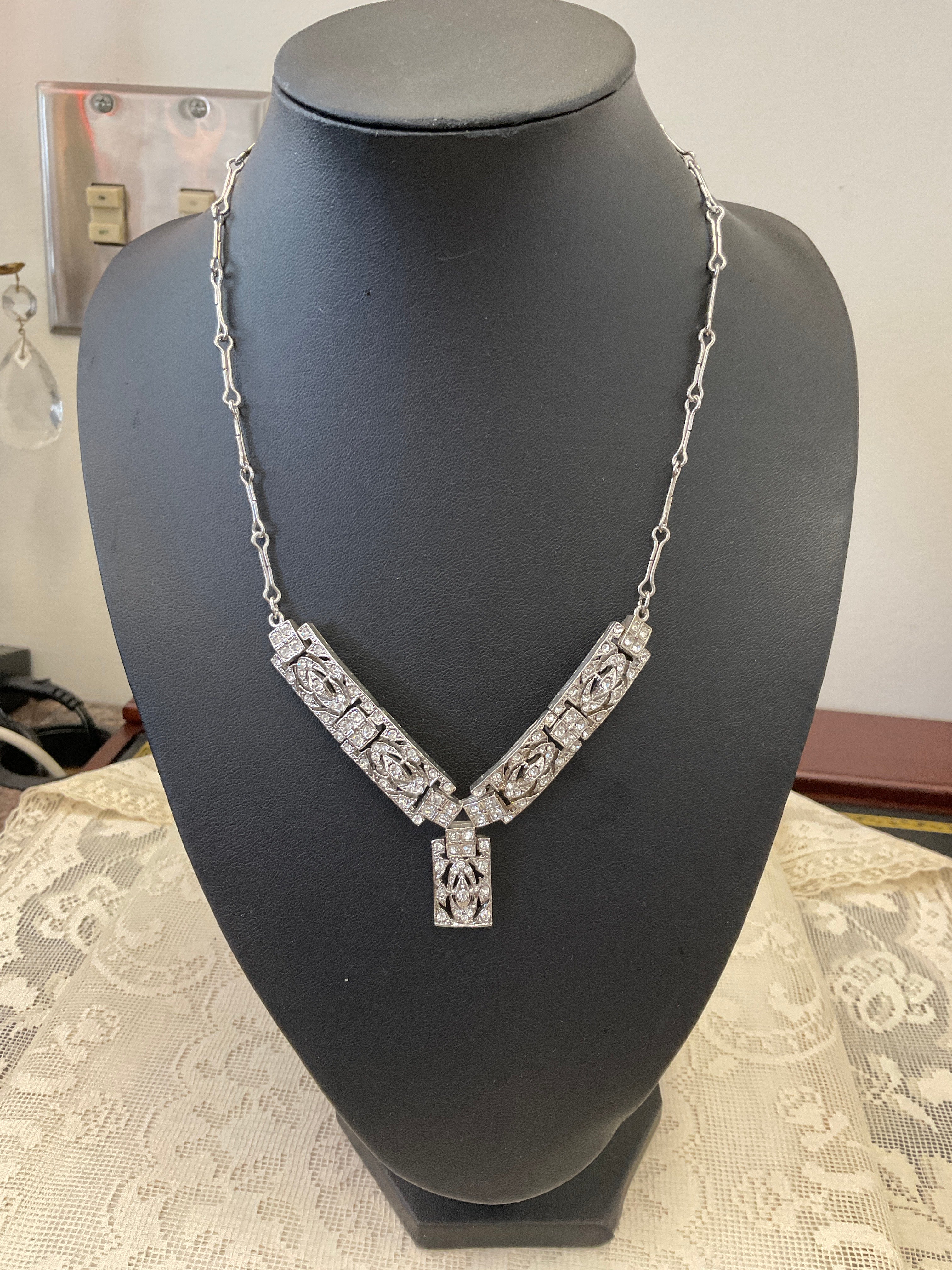 Silver chain with rhinestones