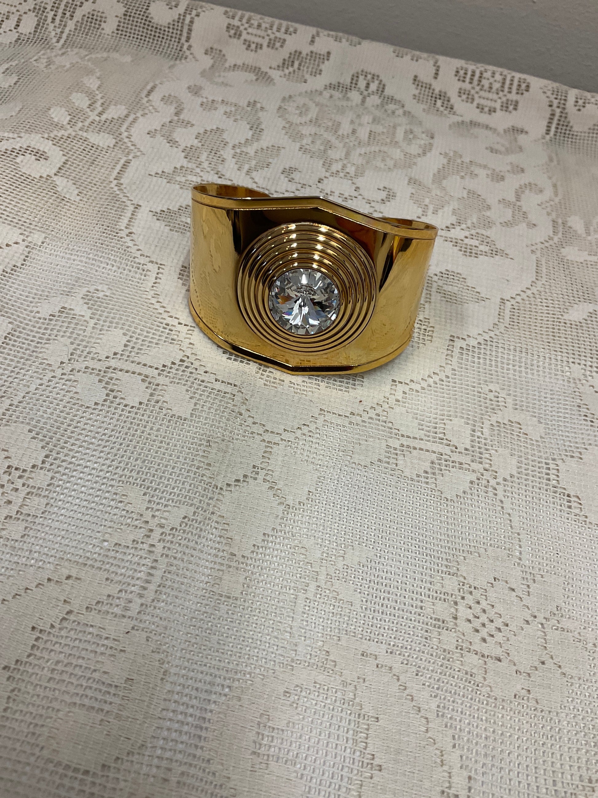 Gold cuff with rhinestone
