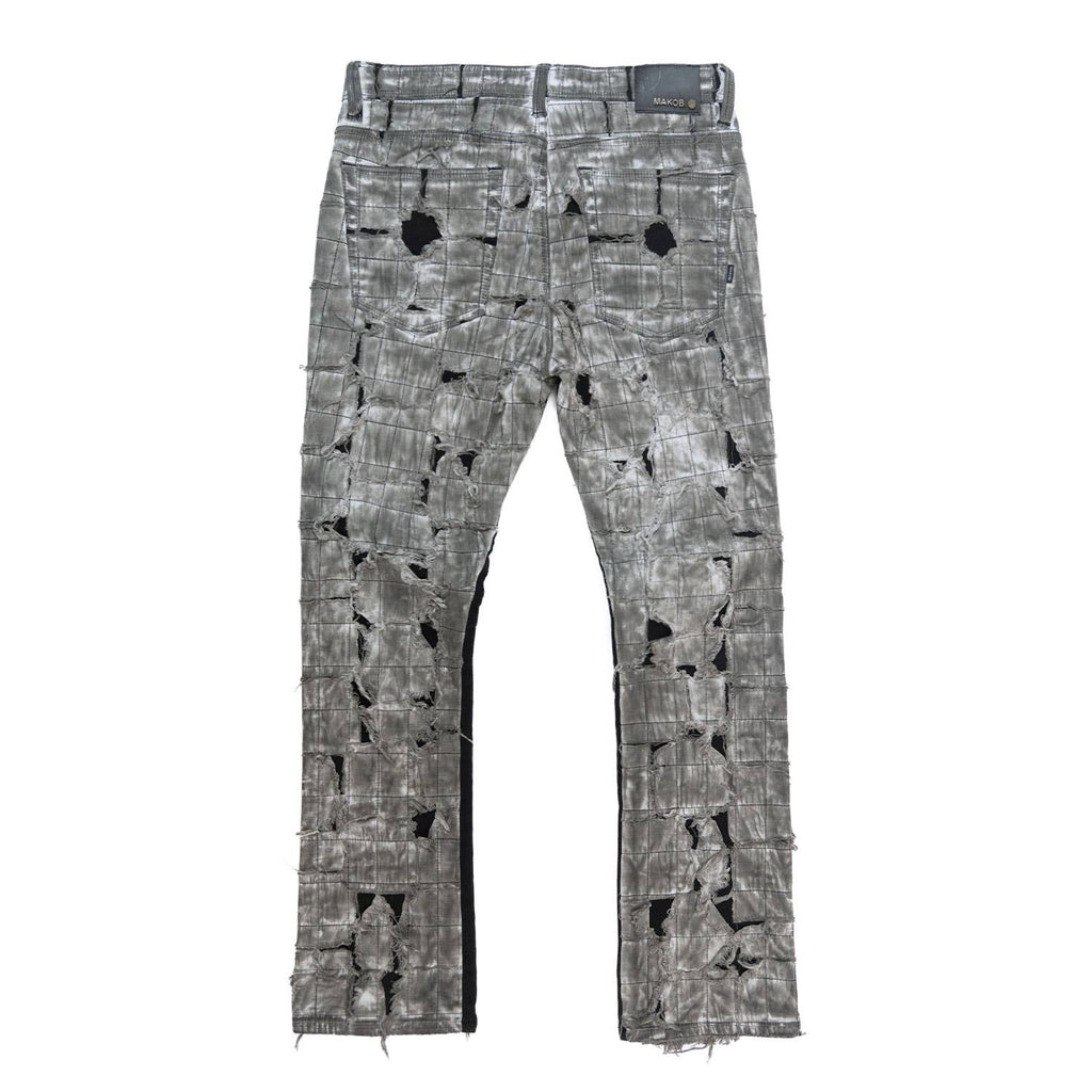 M1722 Positano Ripped Overlay Jeans - Black: BLACK / 42