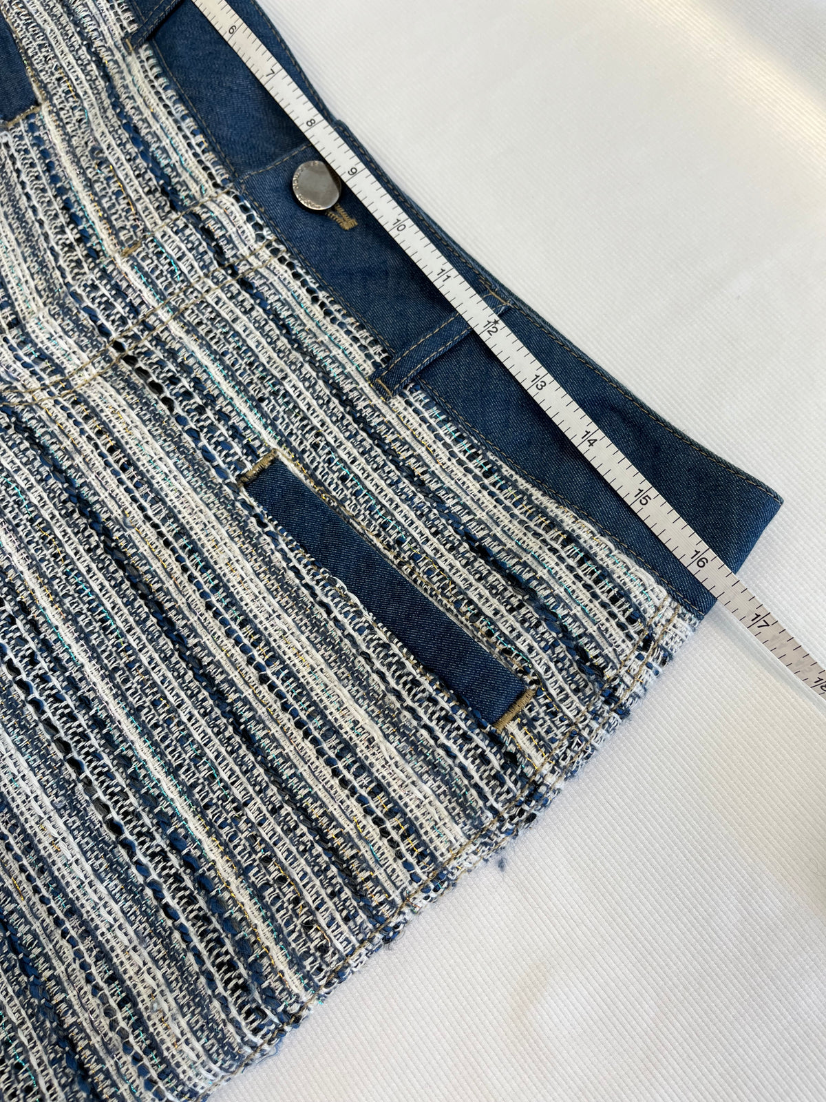 Contrast Tweed Denim Skirt