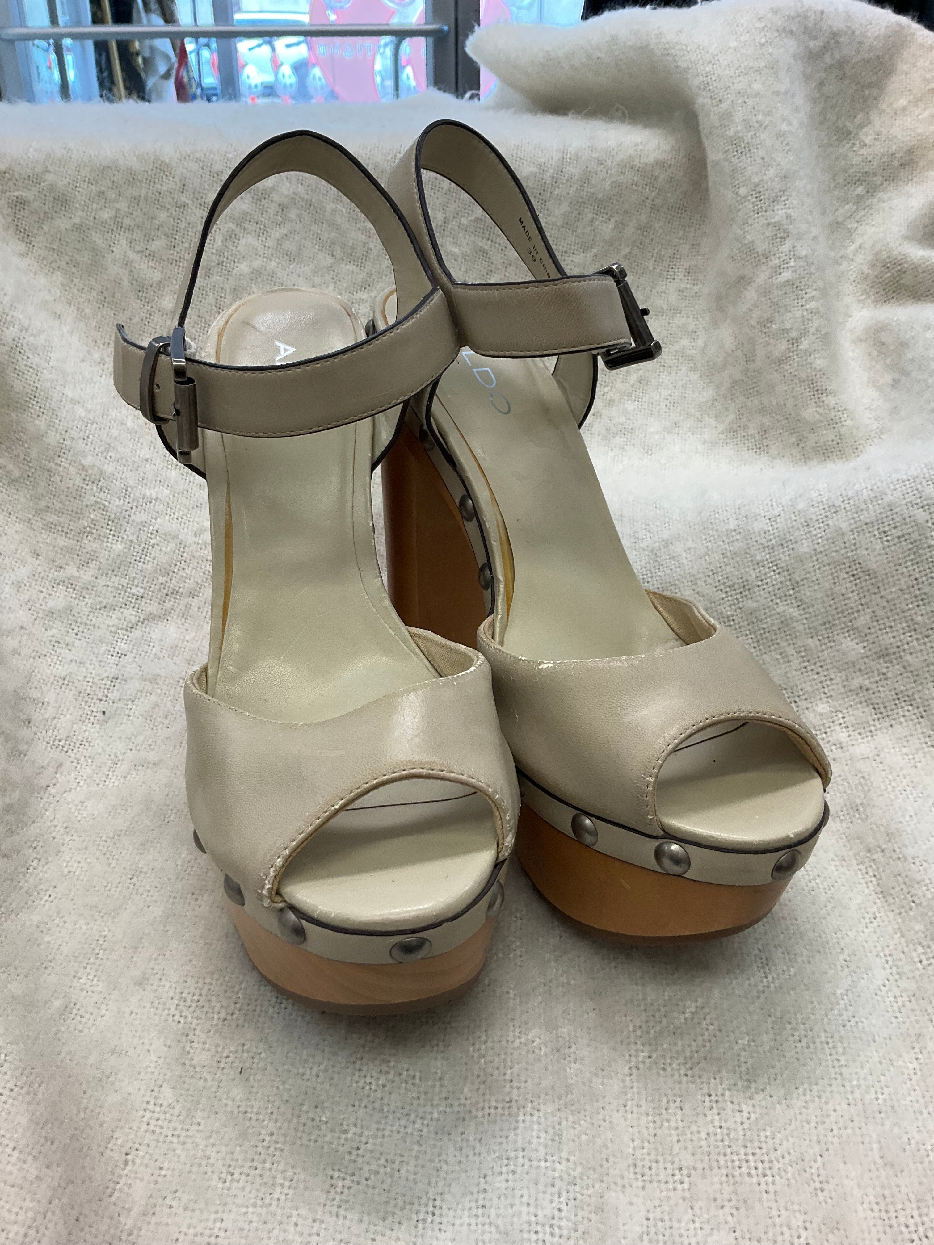 ALDO Cream Studded Platform Sandals size 39