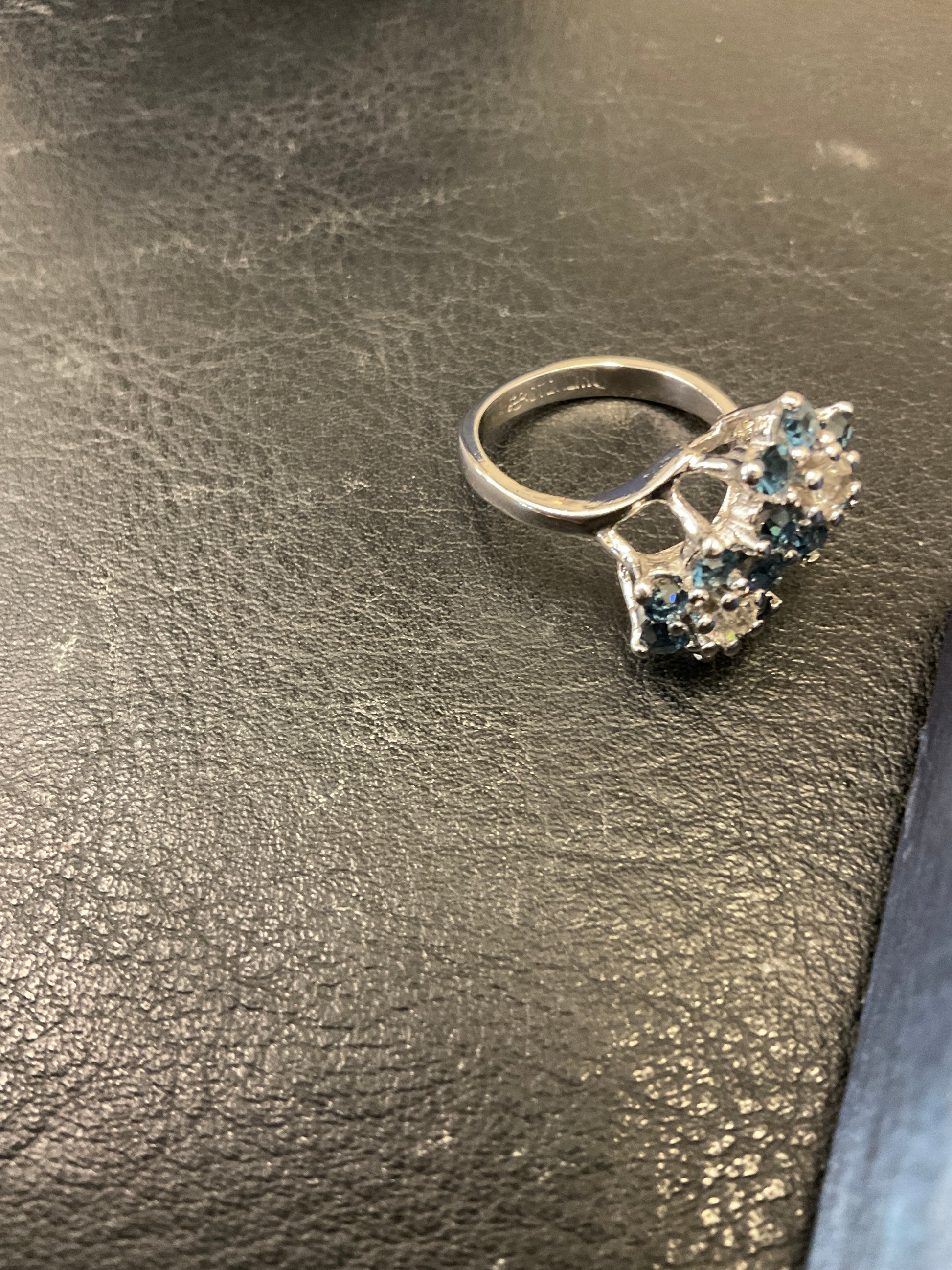 Blue Topaz Cluster Ring - Round Cut Gemstone Engagement Ring, Elegant Cluster Design, Perfect Gift for Her