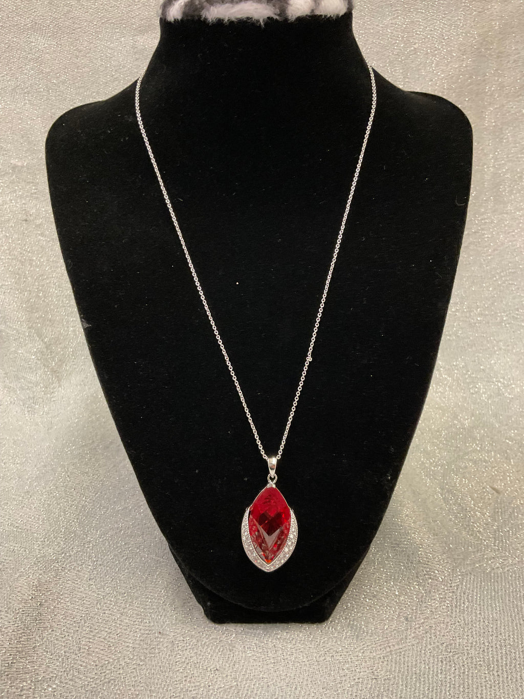 Ruby and crystal gem pendant necklace