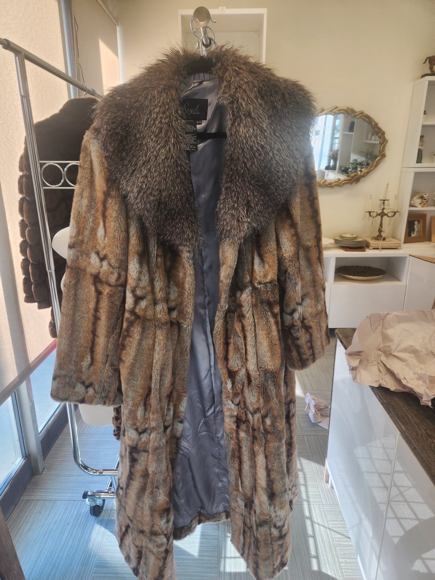 Grey Brown Faux Fur