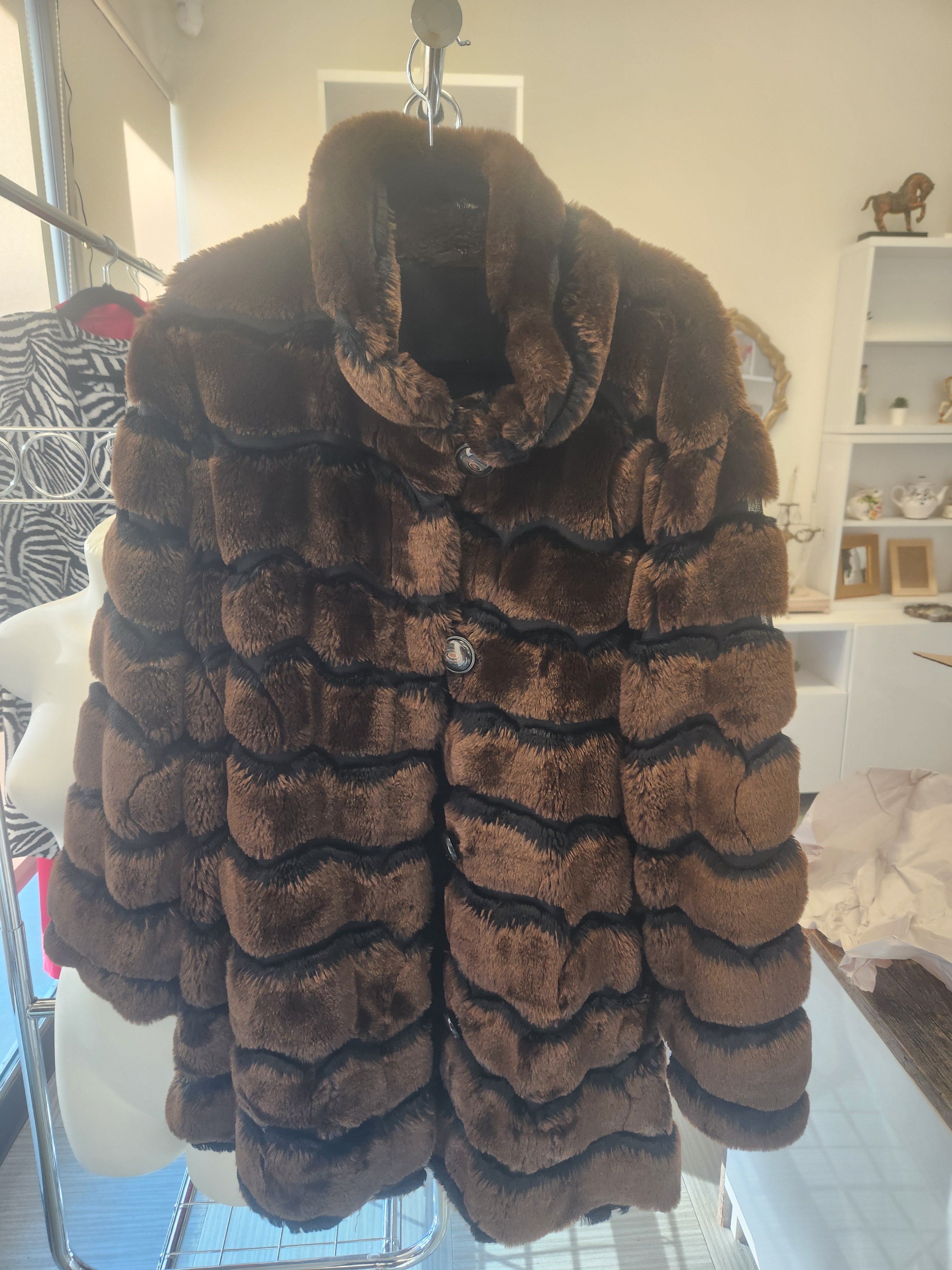 Brown Puffer Fur Coat
