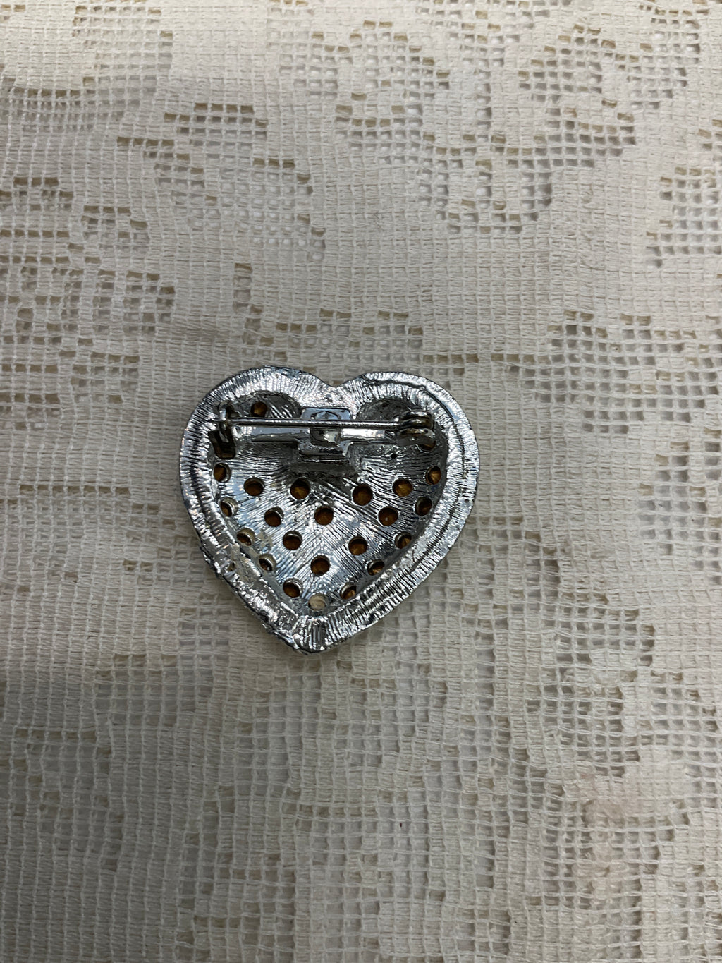 Heart shaped silver broach pin