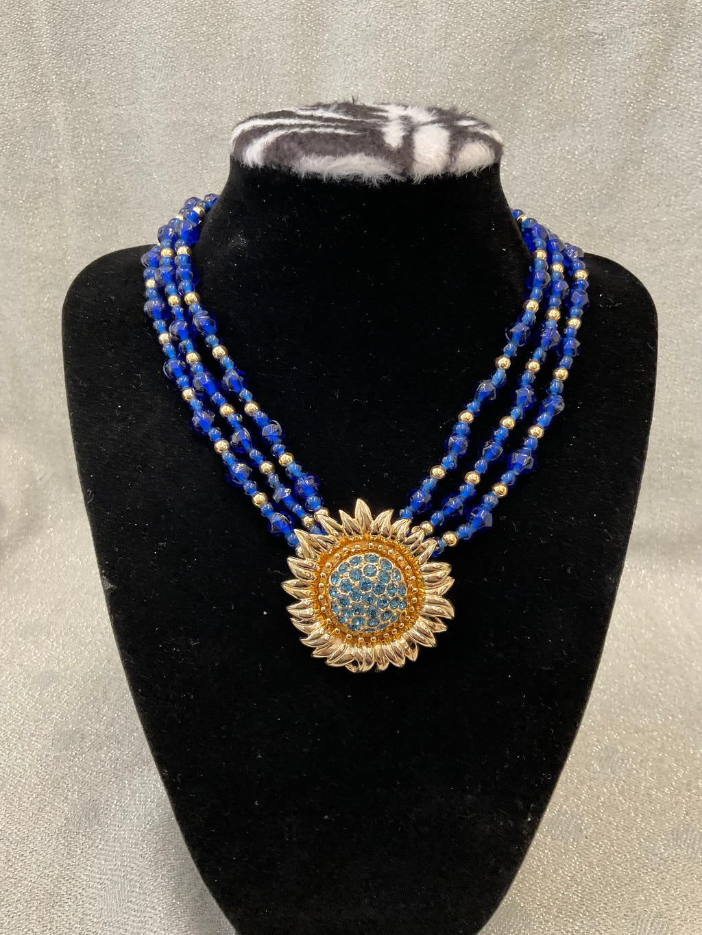 Blue Gold Sunflower choker