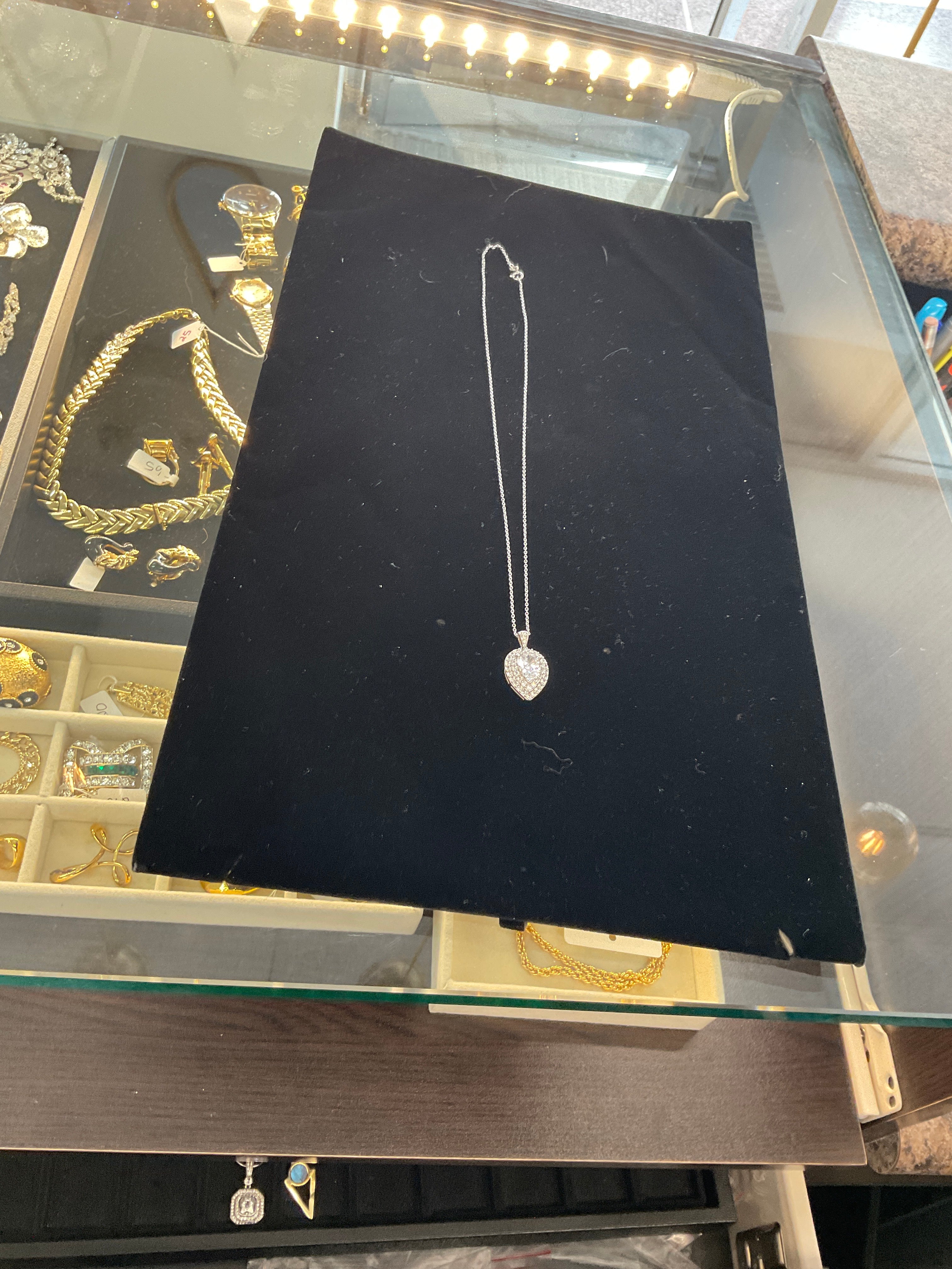Silver necklace with teardrop pendant
