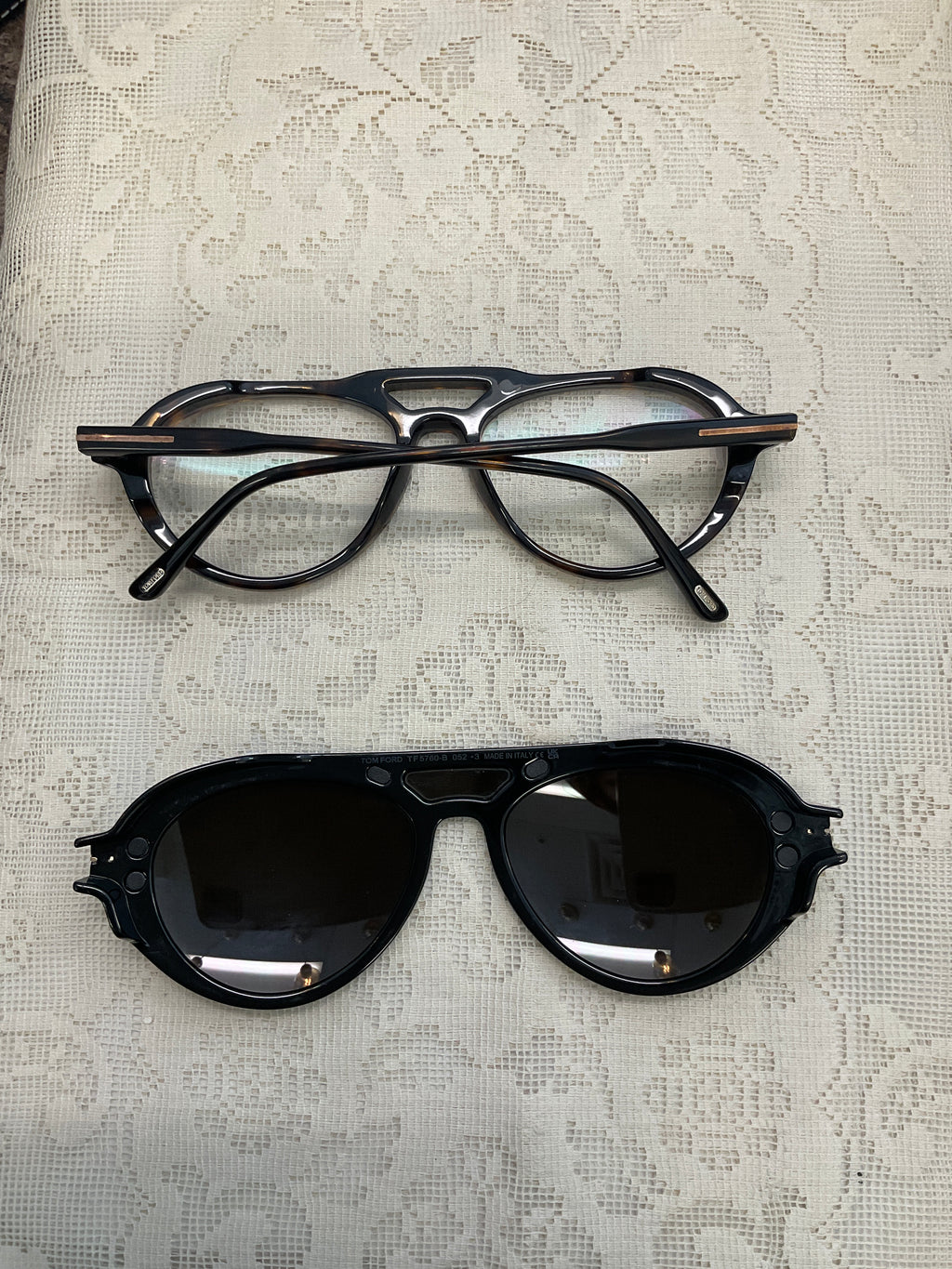 Tom ford prescription glasses with clip on sunglasses