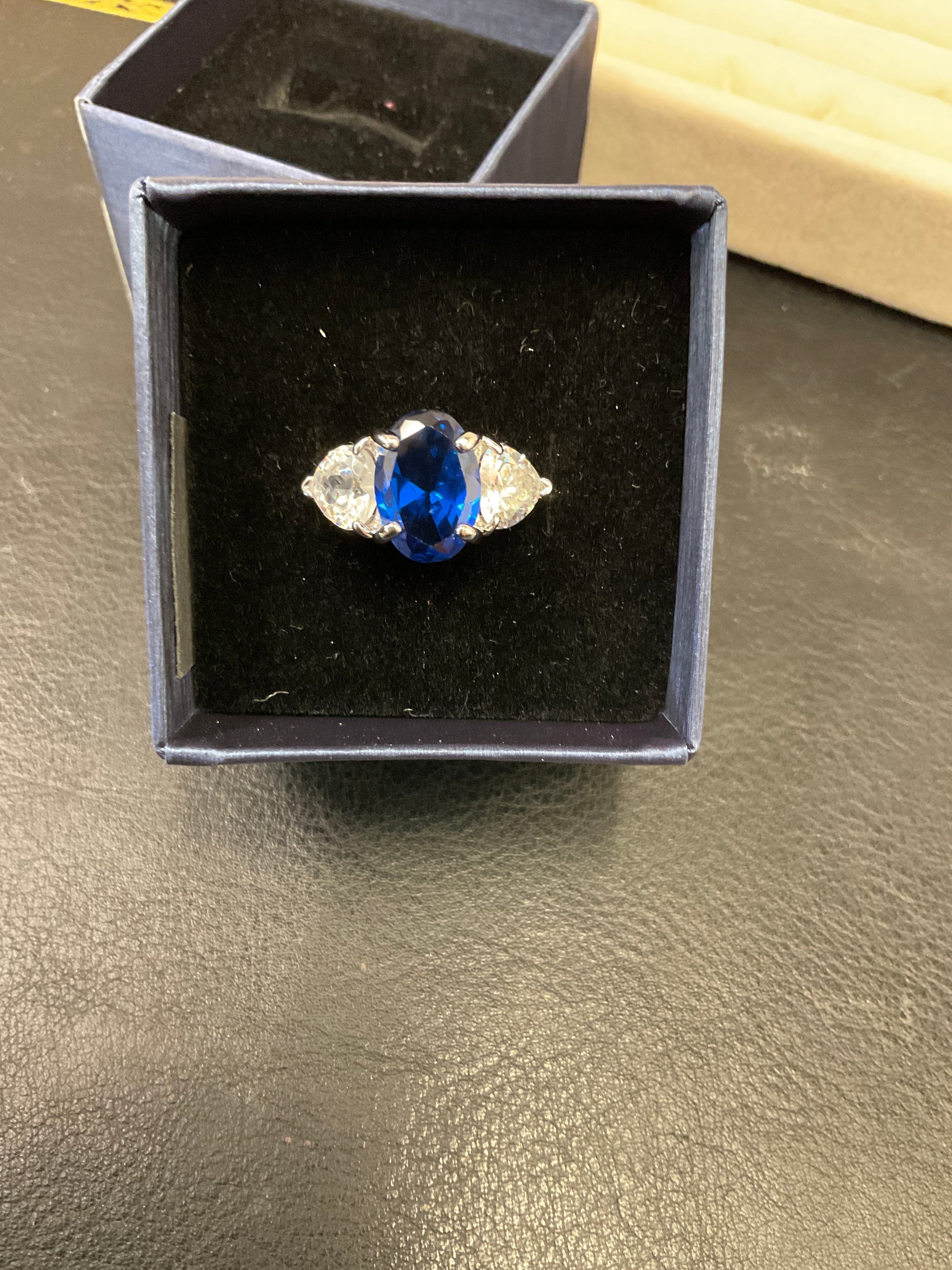 Ivana Trump cz replica of her sapphire & diamond ring.