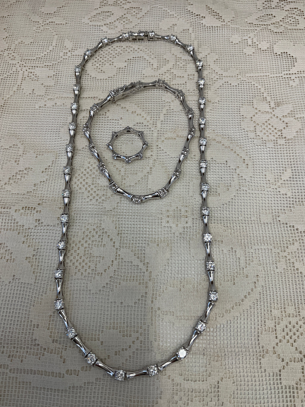 11.00ct t.w. Gorgeous CZ Necklace & Bracelet and ring Set In Sterling Silver