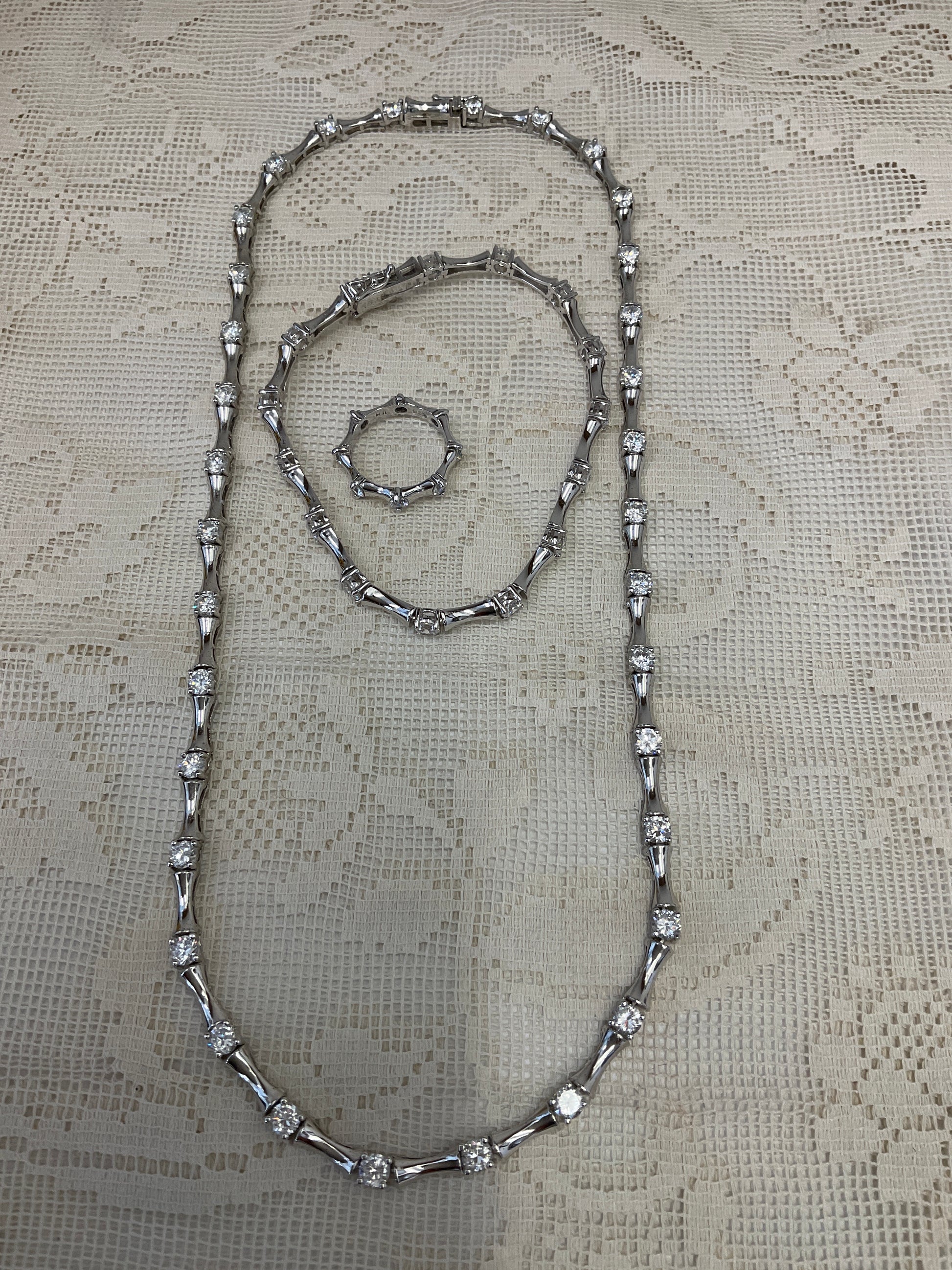 11.00ct t.w. Gorgeous CZ Necklace & Bracelet and ring Set In Sterling Silver