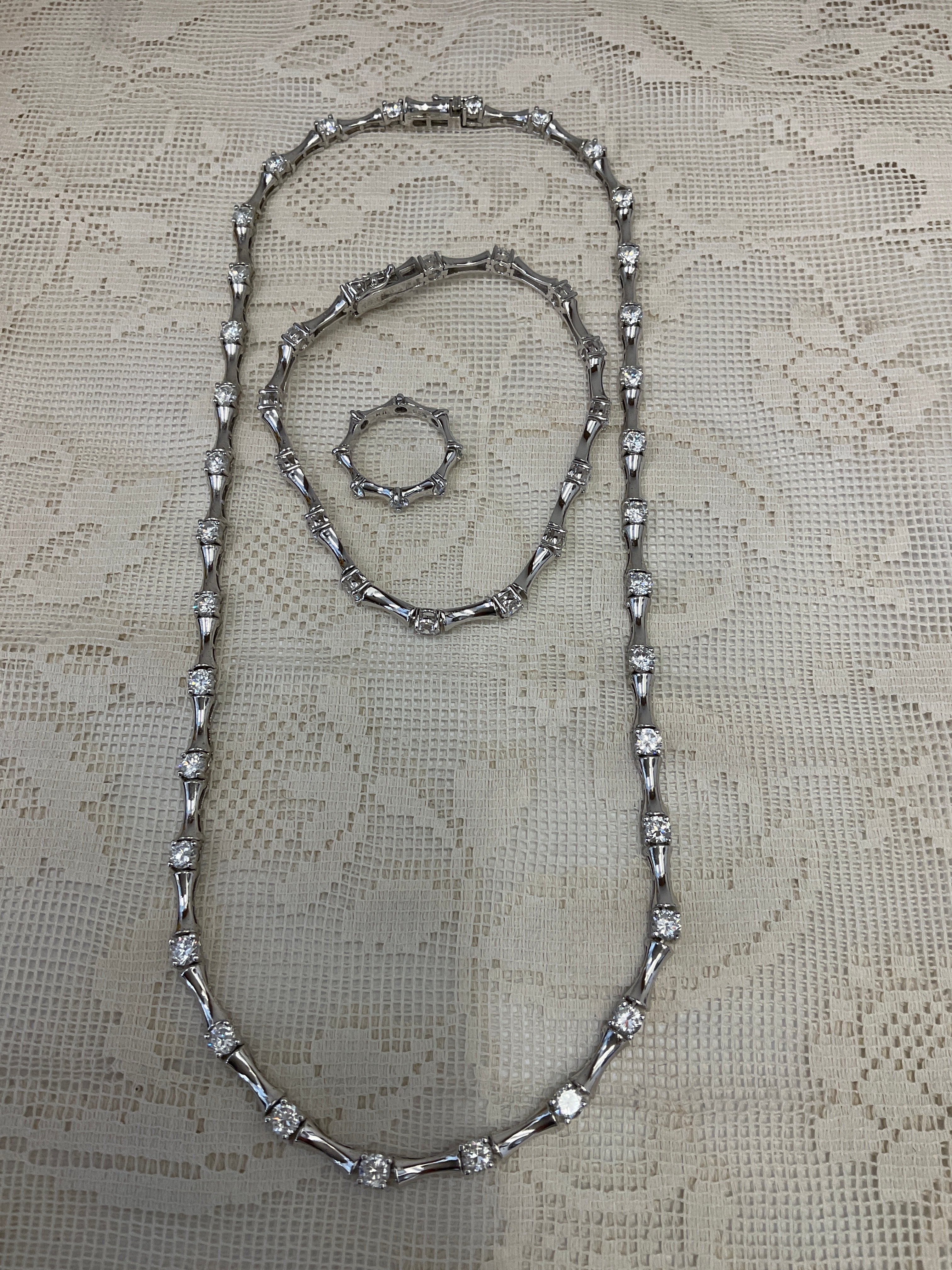 11.00ct t.w. Gorgeous CZ Necklace & Bracelet and ring Set In Sterling Silver