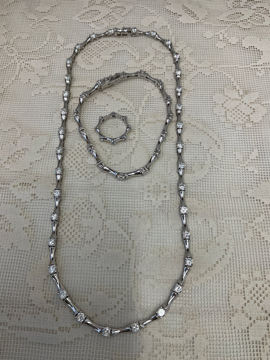 11.00ct t.w. Gorgeous CZ Necklace & Bracelet and ring Set In Sterling Silver