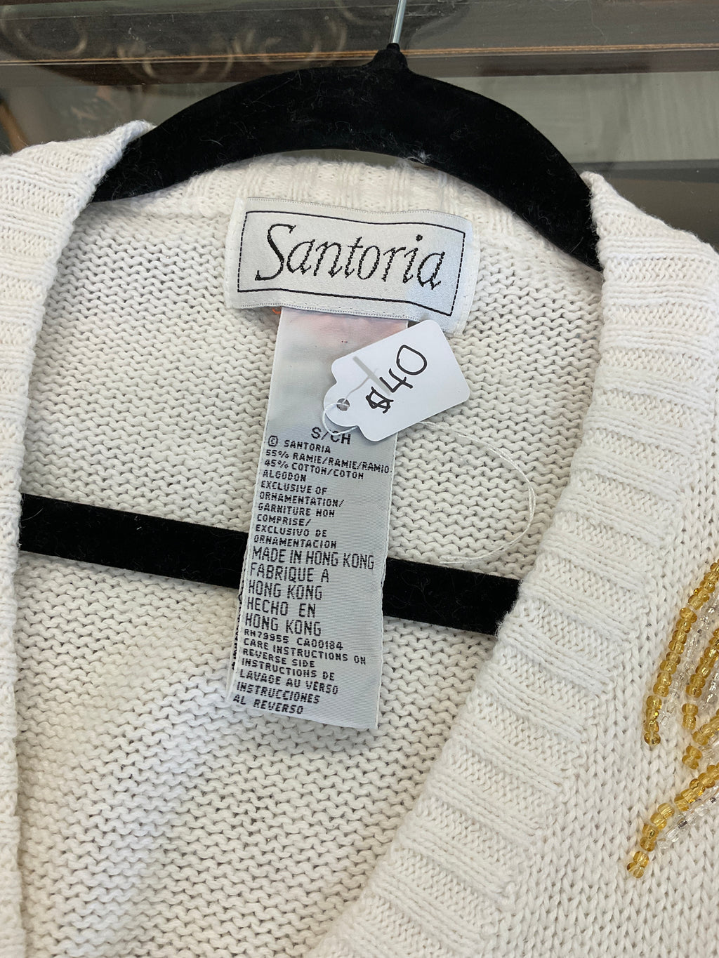 Santoria beaded floral cotton blend