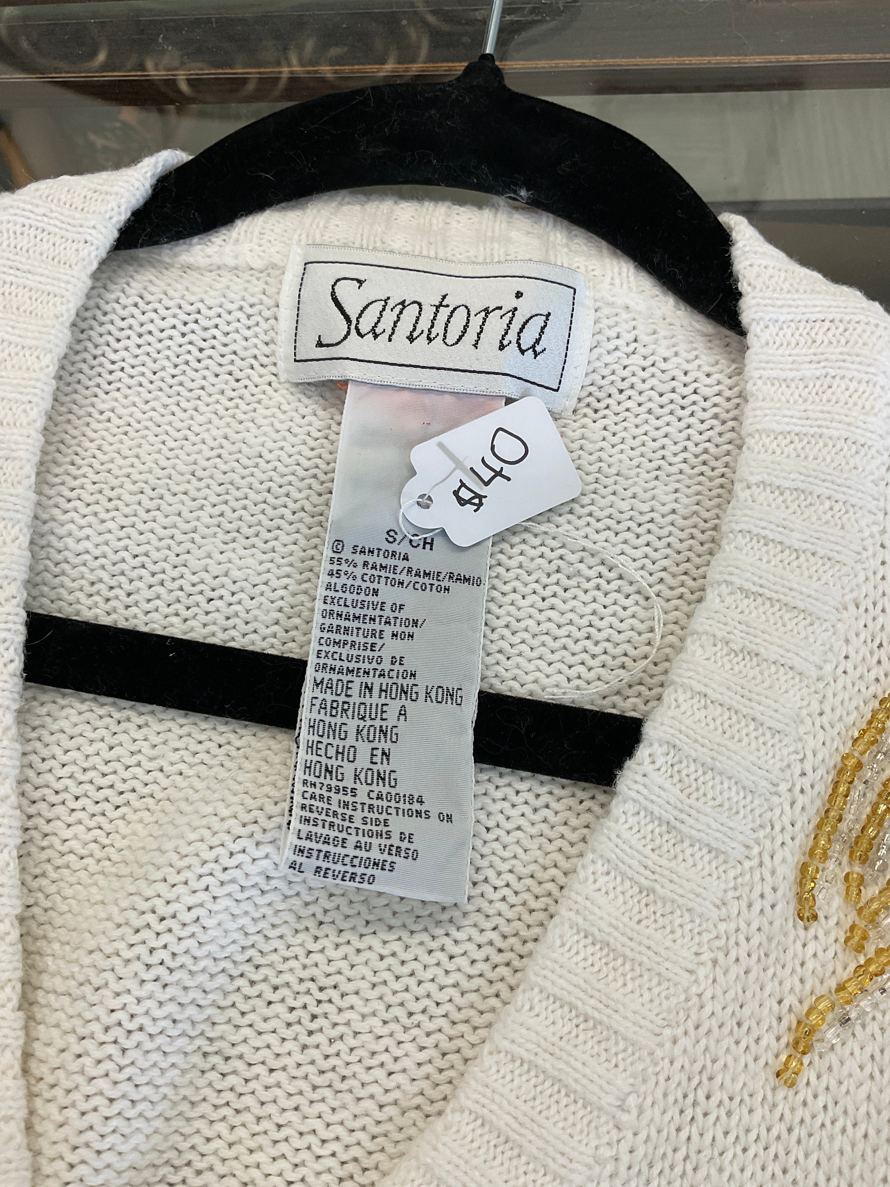 Santoria beaded floral cotton blend