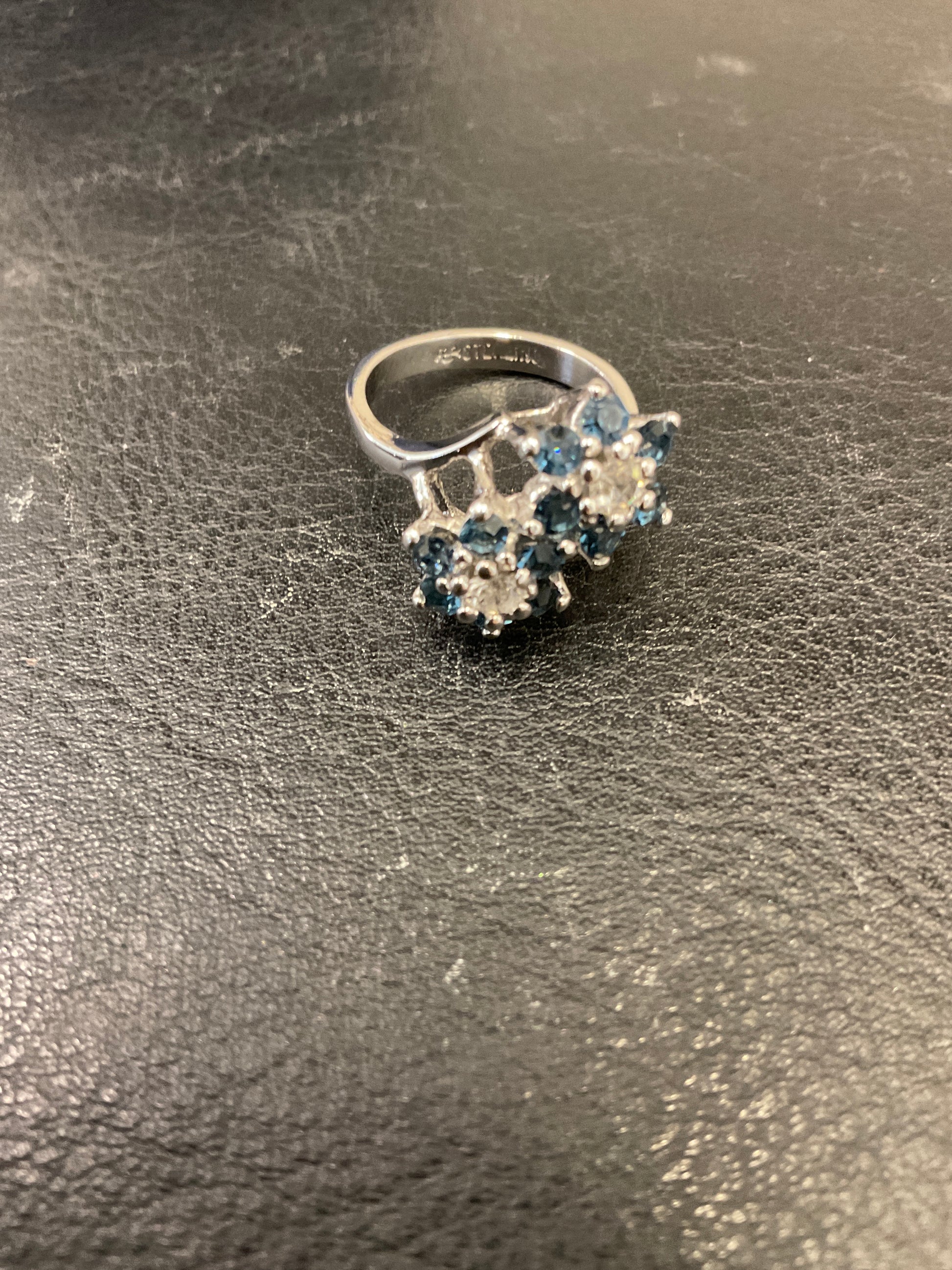 Blue Topaz Cluster Ring - Round Cut Gemstone Engagement Ring, Elegant Cluster Design, Perfect Gift for Her