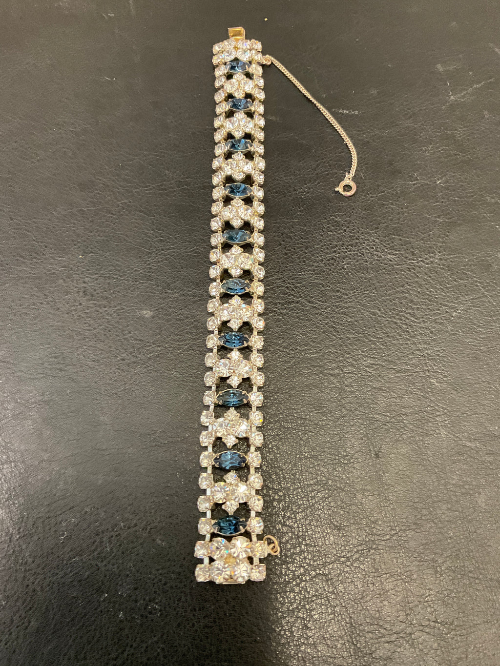 Vintage Cz Rhinestone bracelet silver with clasp