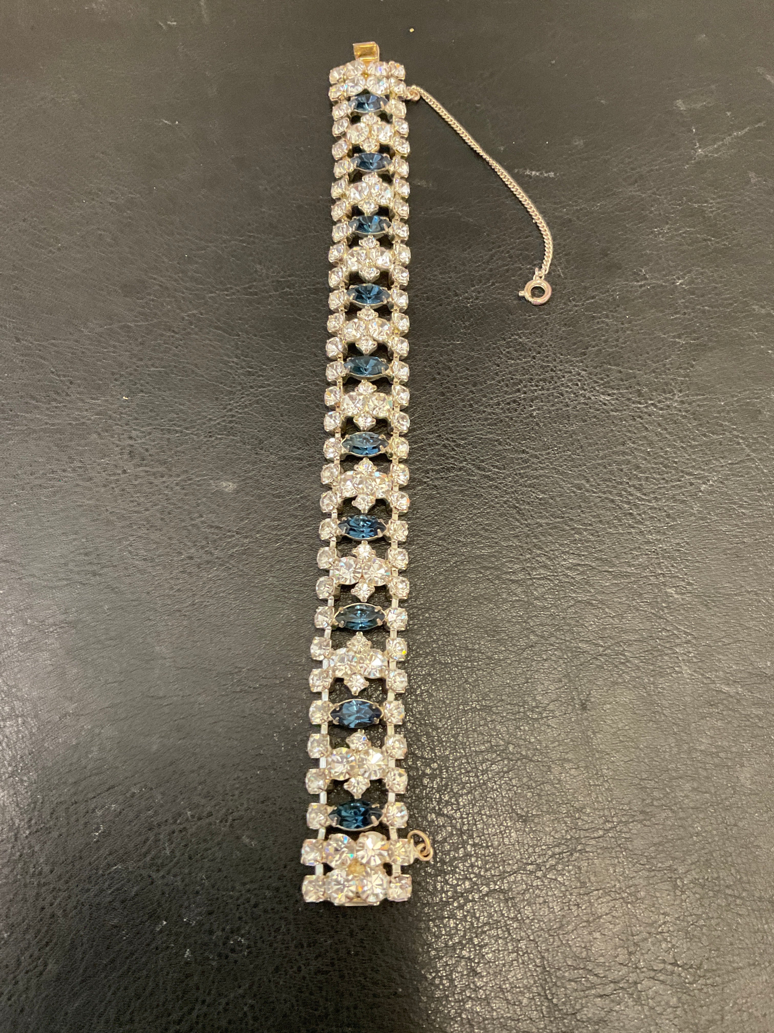 Vintage Cz Rhinestone bracelet silver with clasp
