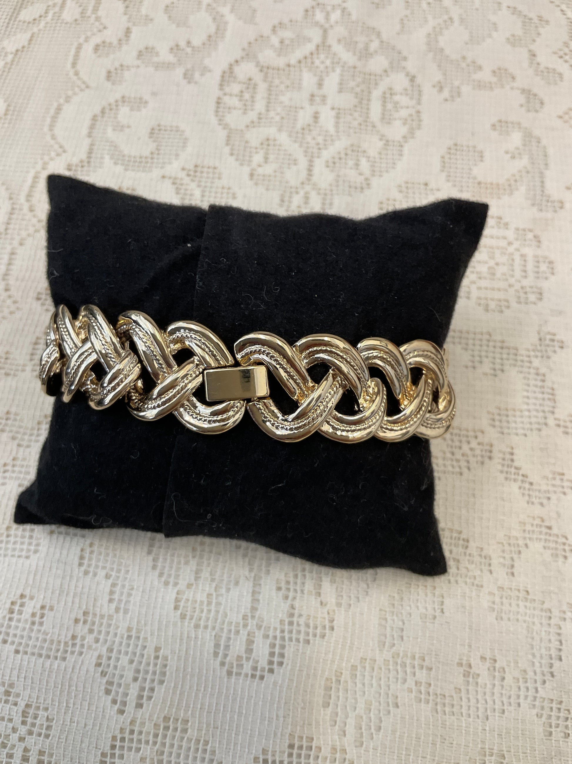 Gold chain bracelet rhinestone accents