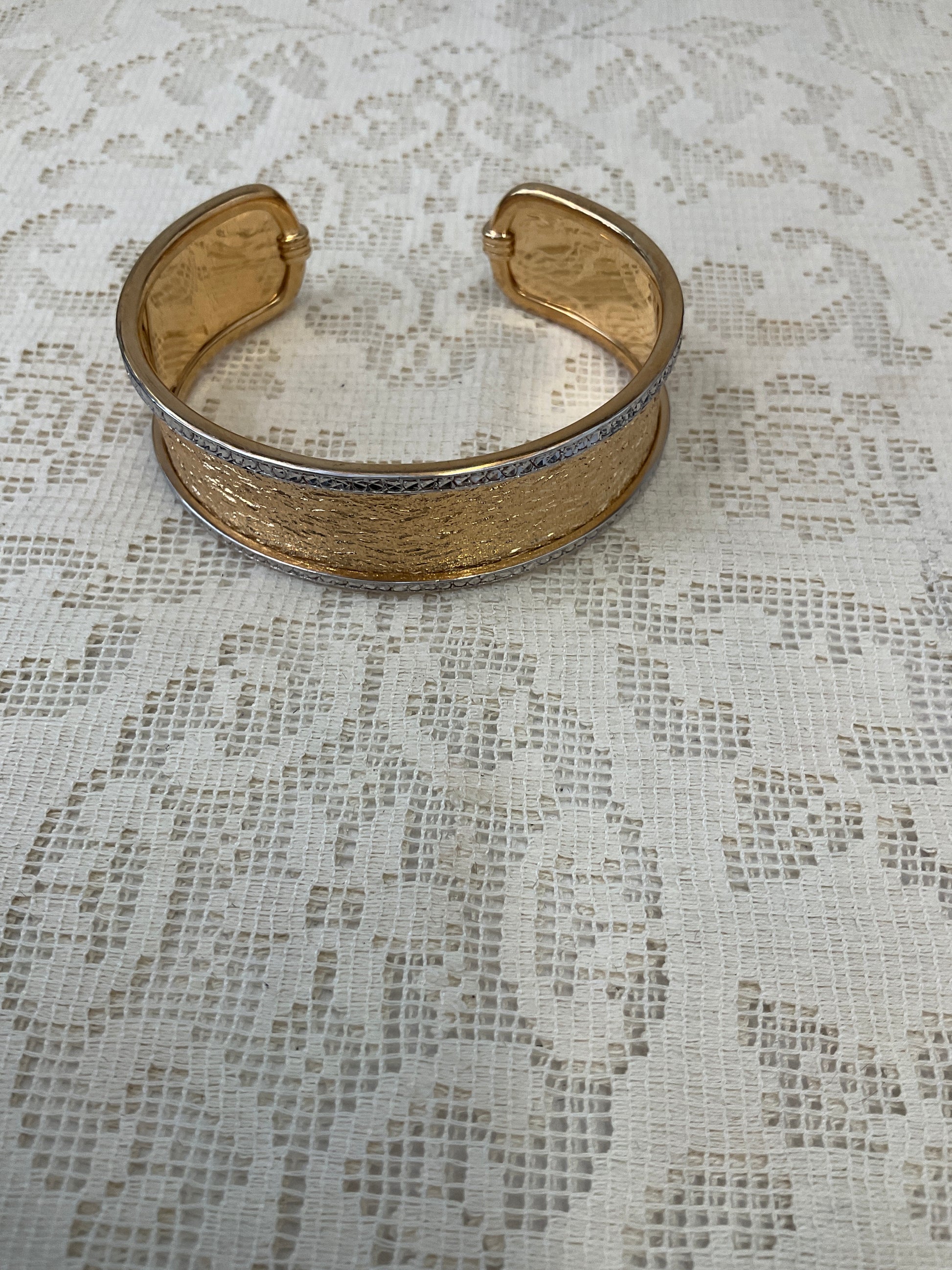 Gold and rhinestone cuff bracelet