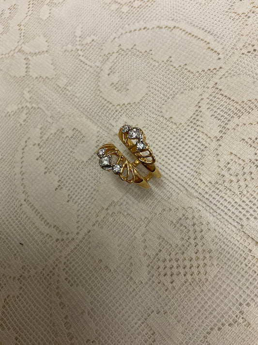 14k Gold Plated 0.60Ct Round Moissanite Wrap Enhancer Engagement Ring