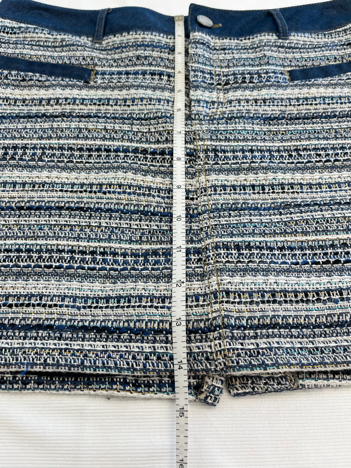 Contrast Tweed Denim Skirt
