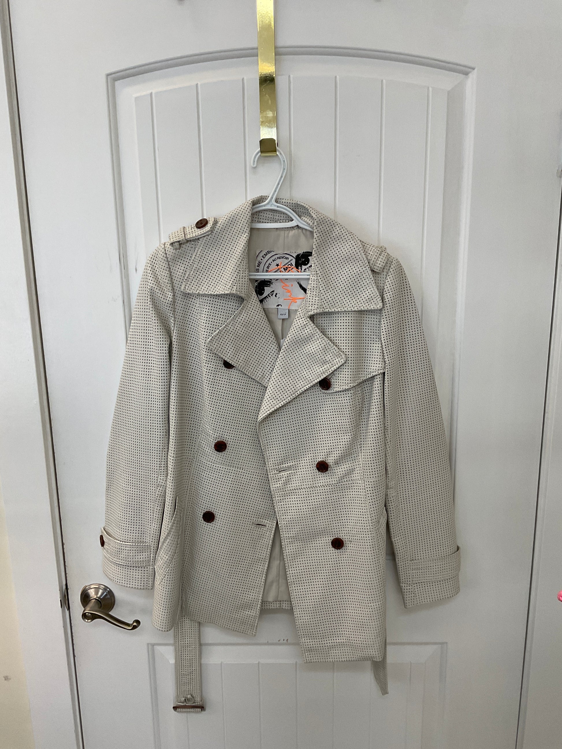 Fo leather mid trench coat
