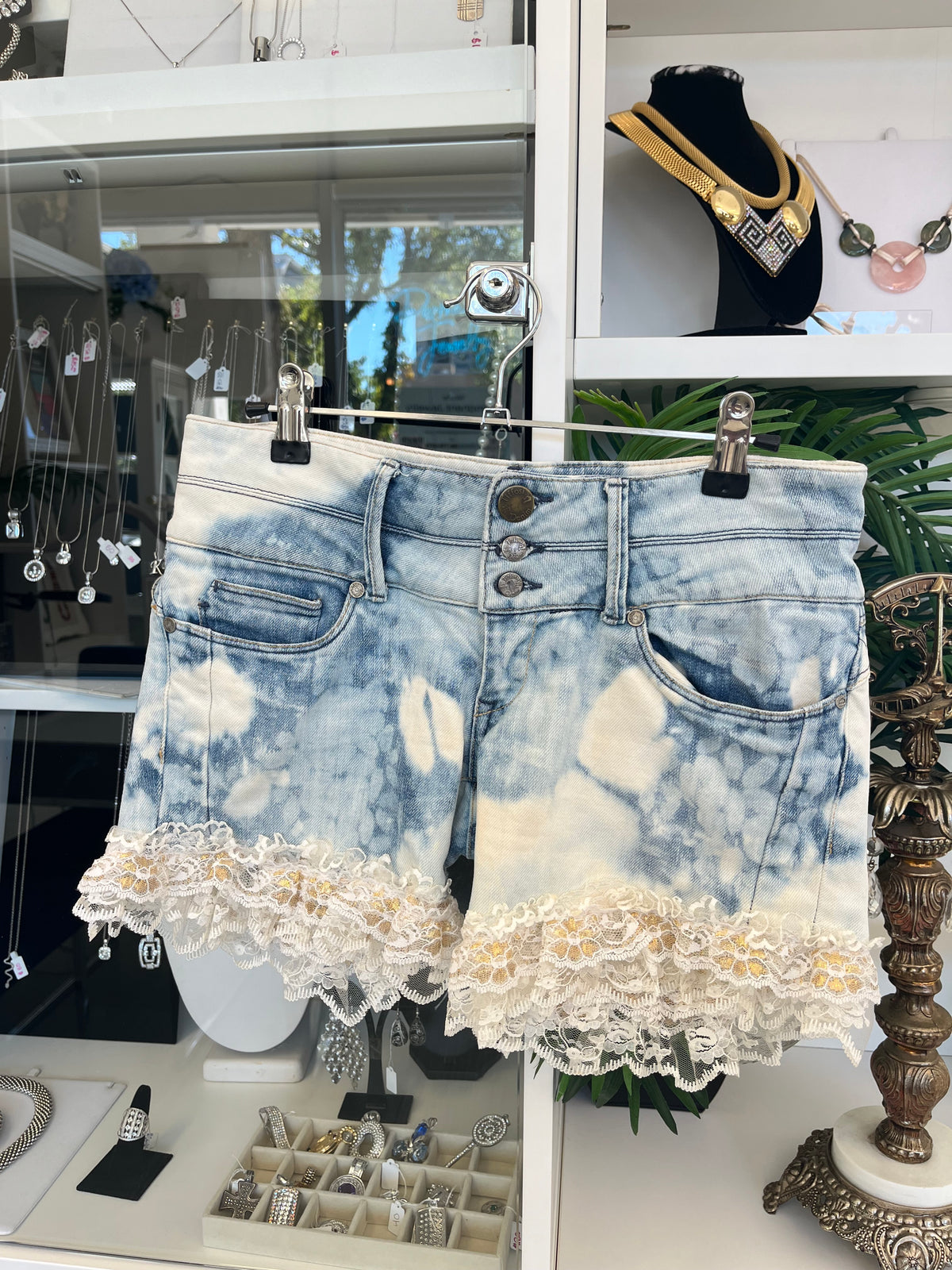 Denim Shorts with Ruffles