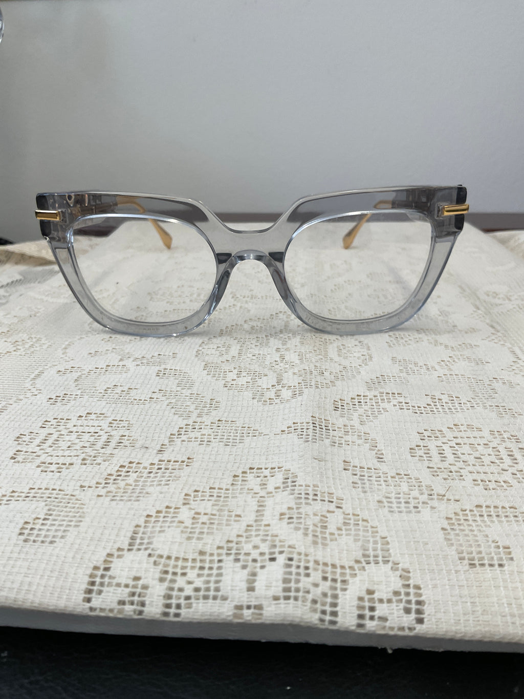 FENDI FENDIGRAPHY HOBO LOGO 50065 001 Gray Crystal Eyeglass Frame 50mm FE50065I