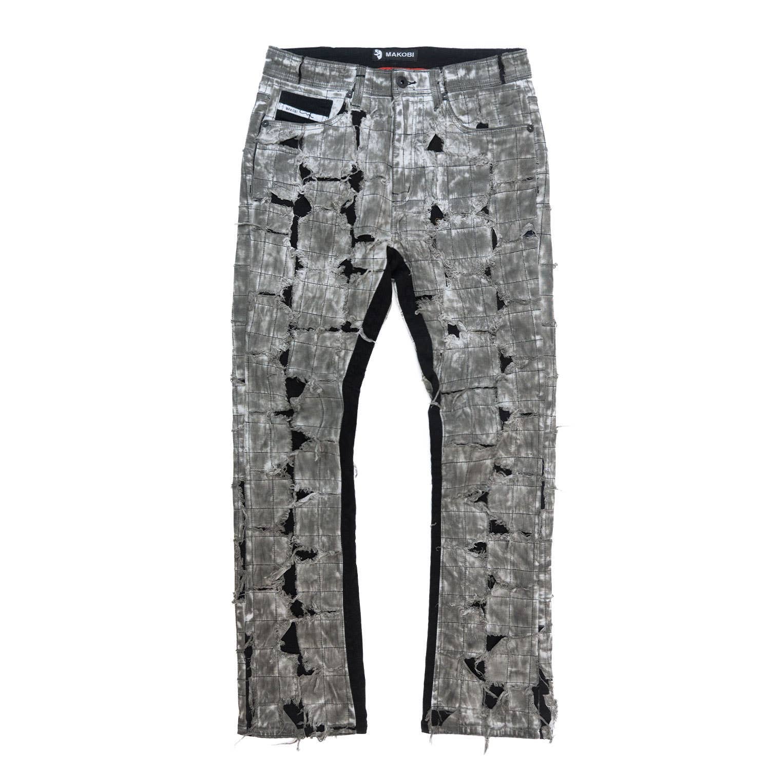 M1722 Positano Ripped Overlay Jeans - Black: BLACK / 42