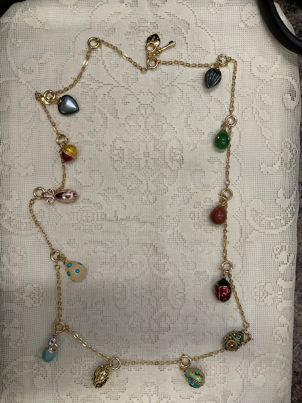 Joan Rivers Faberge egg inspired pendant charm necklace