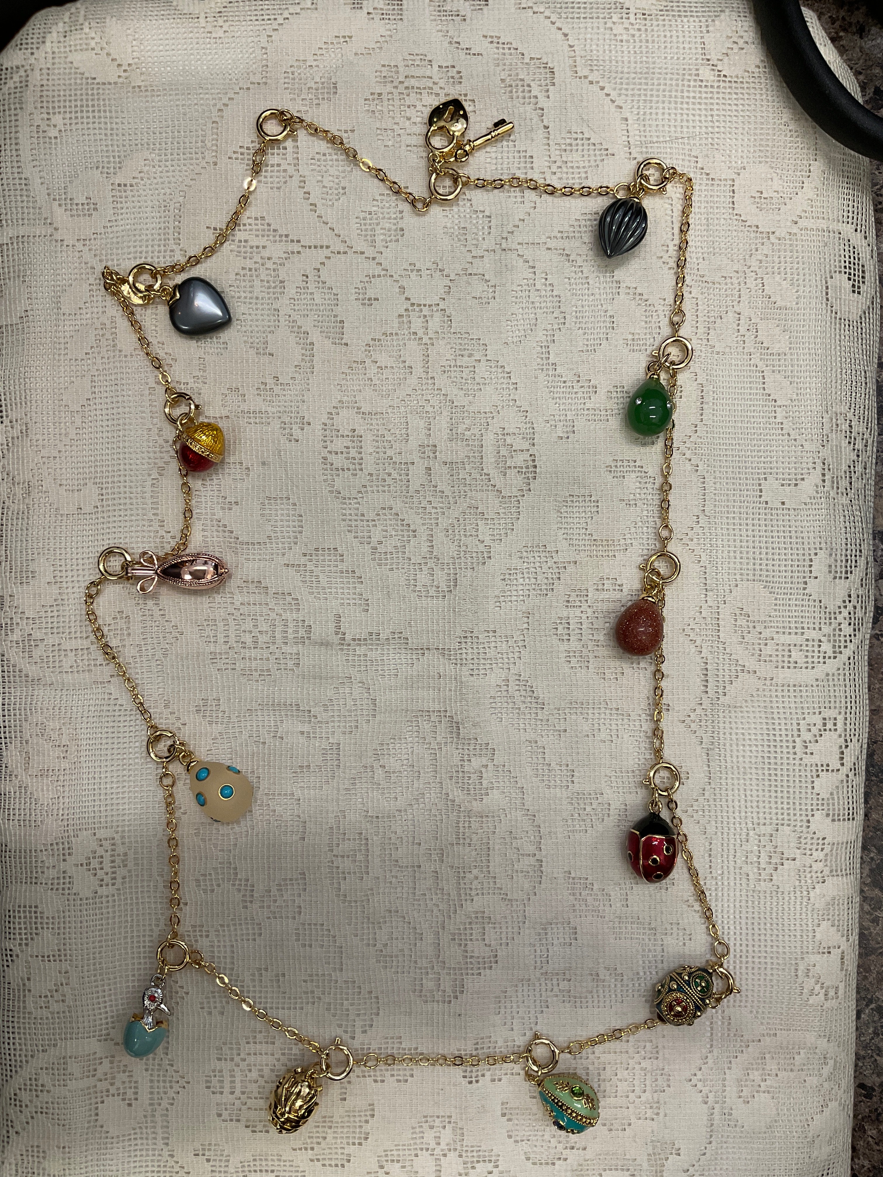 Joan Rivers Faberge egg inspired pendant charm necklace