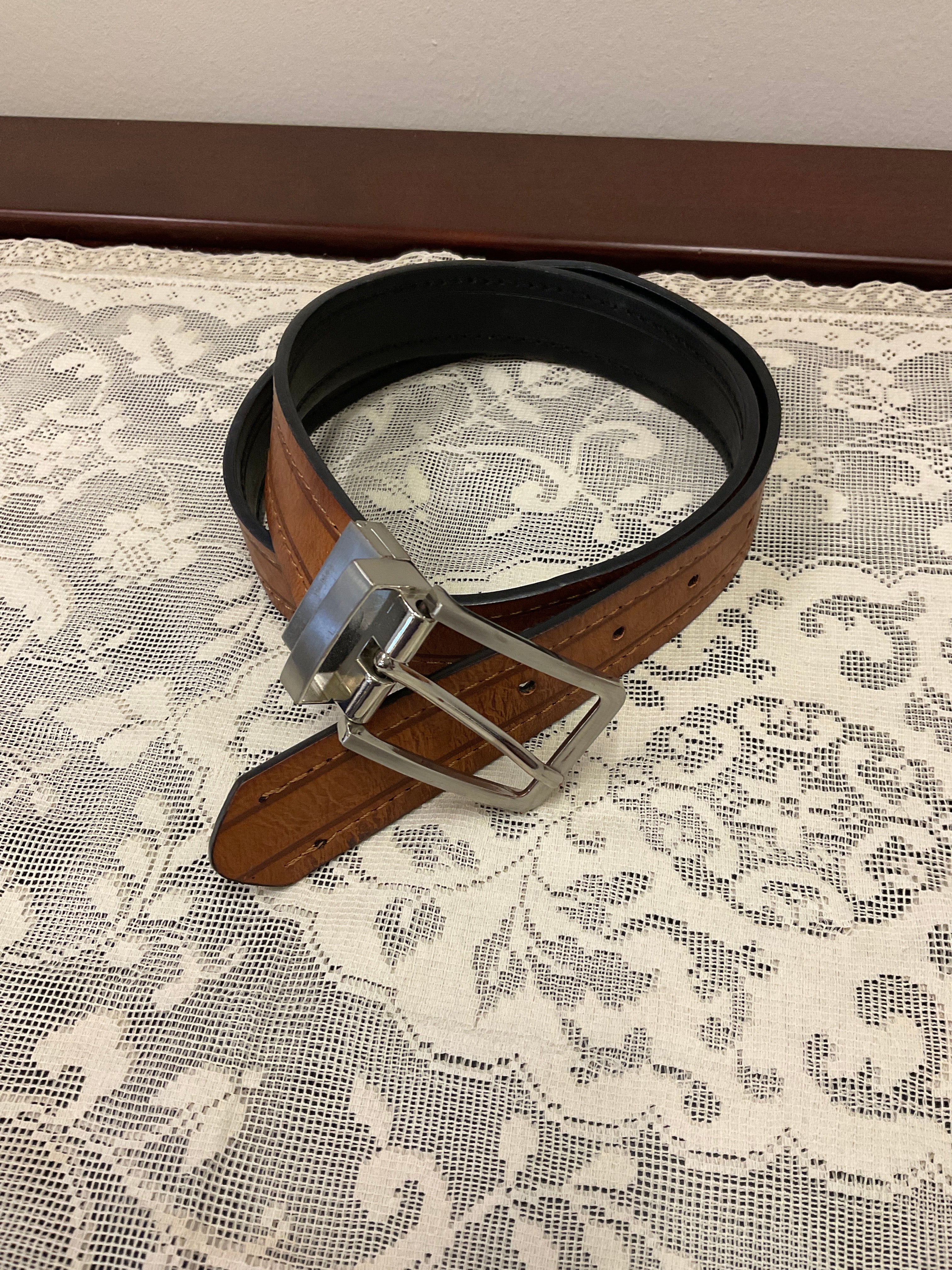 Reversible leather belt brown/black