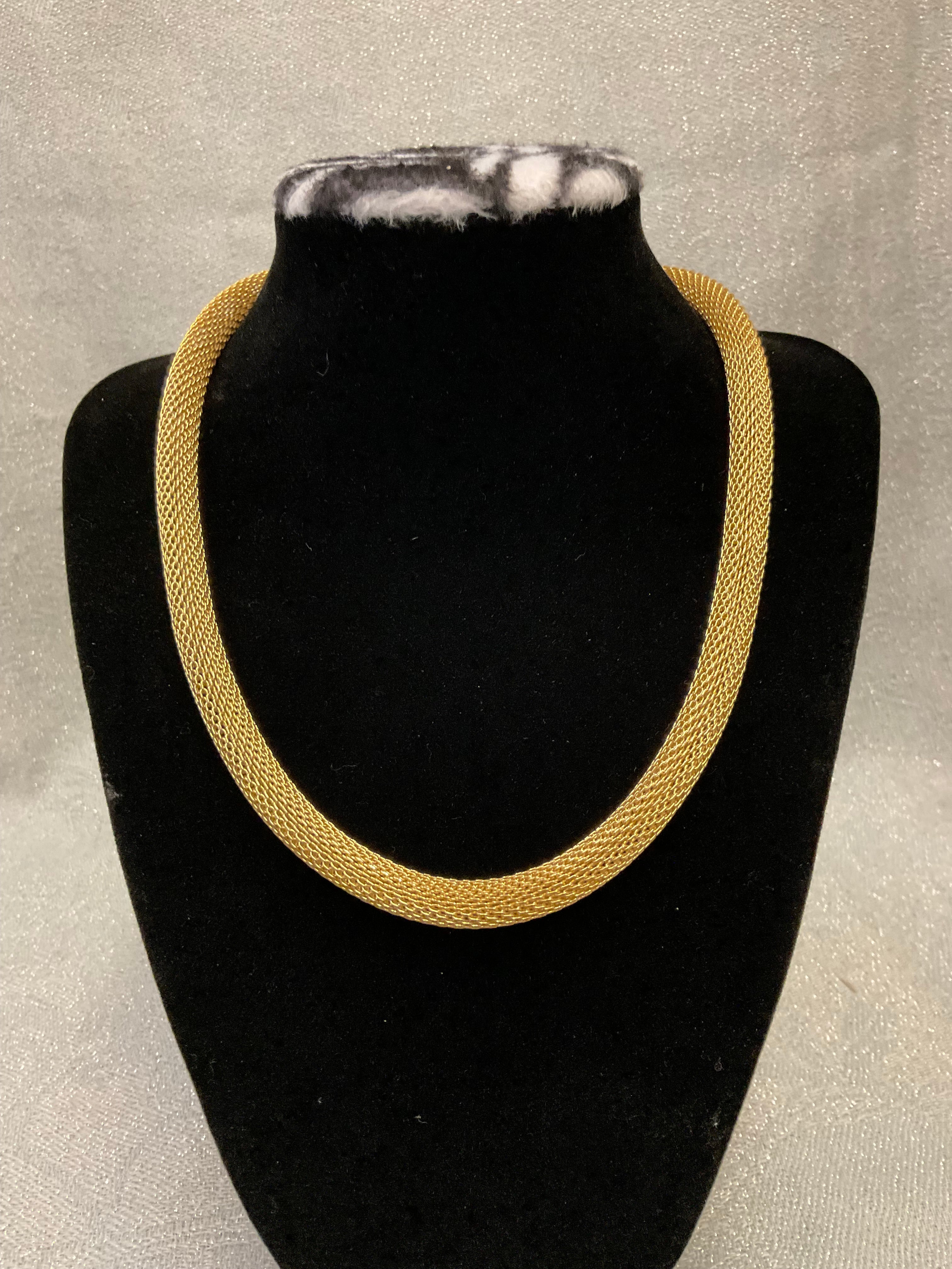 Gold plated mesh choker necklace