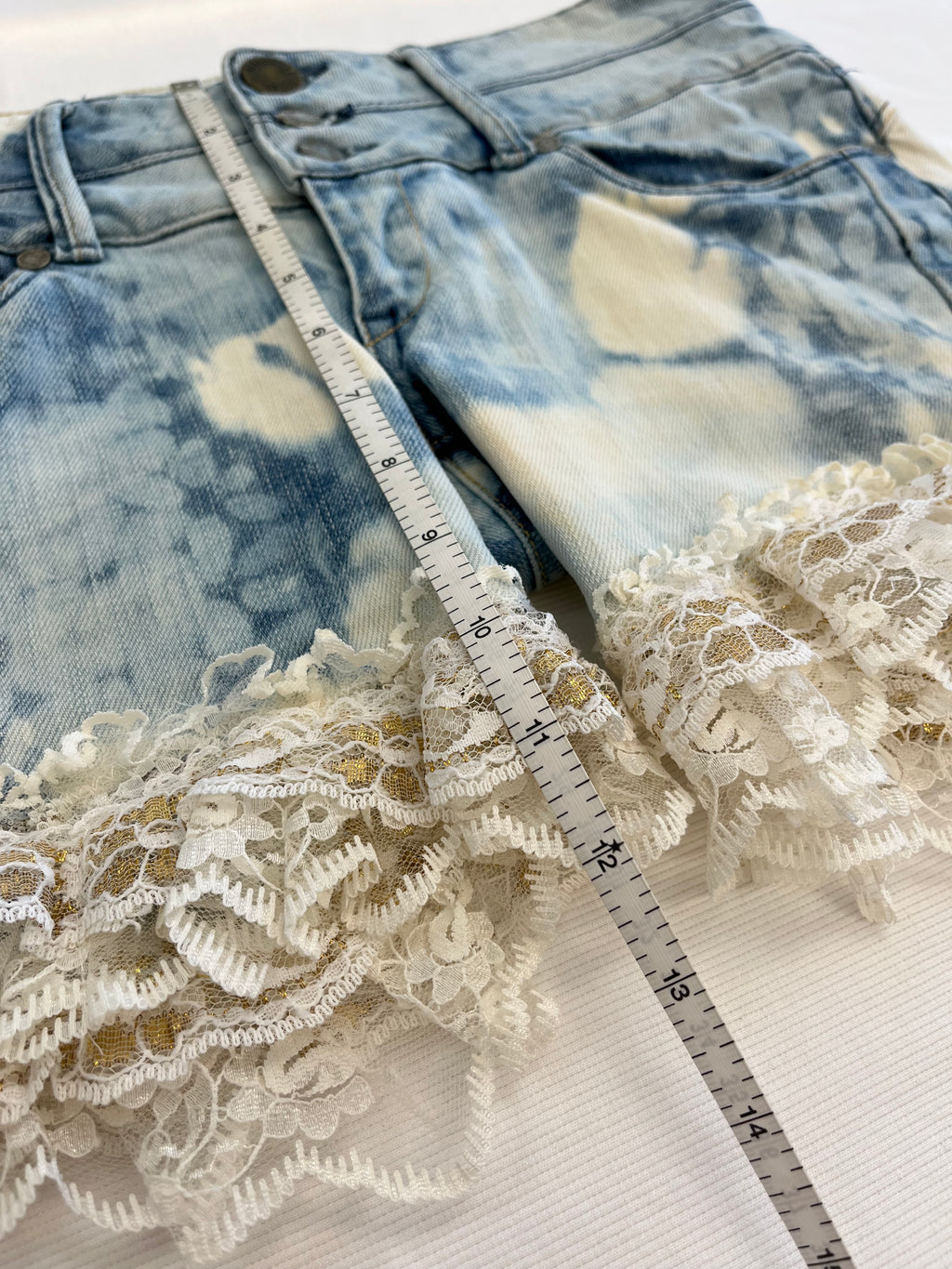 Denim Shorts with Ruffles