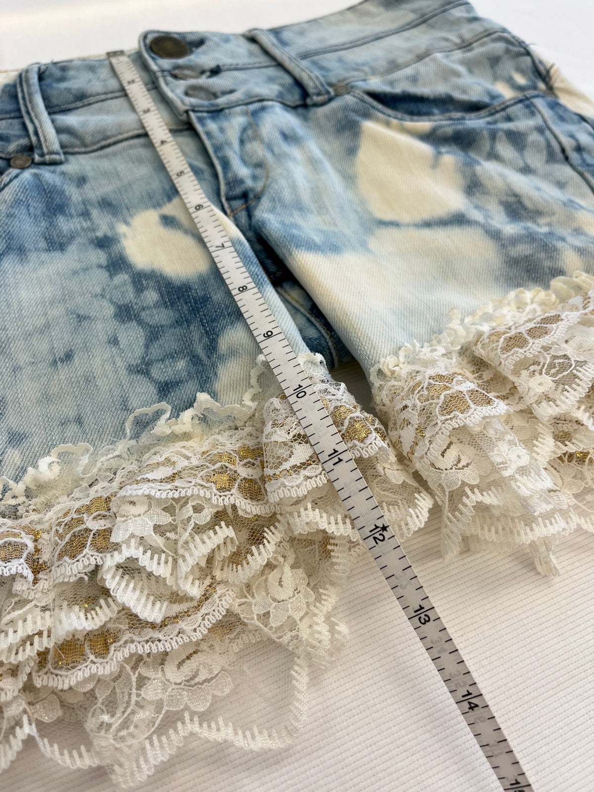 Denim Shorts with Ruffles