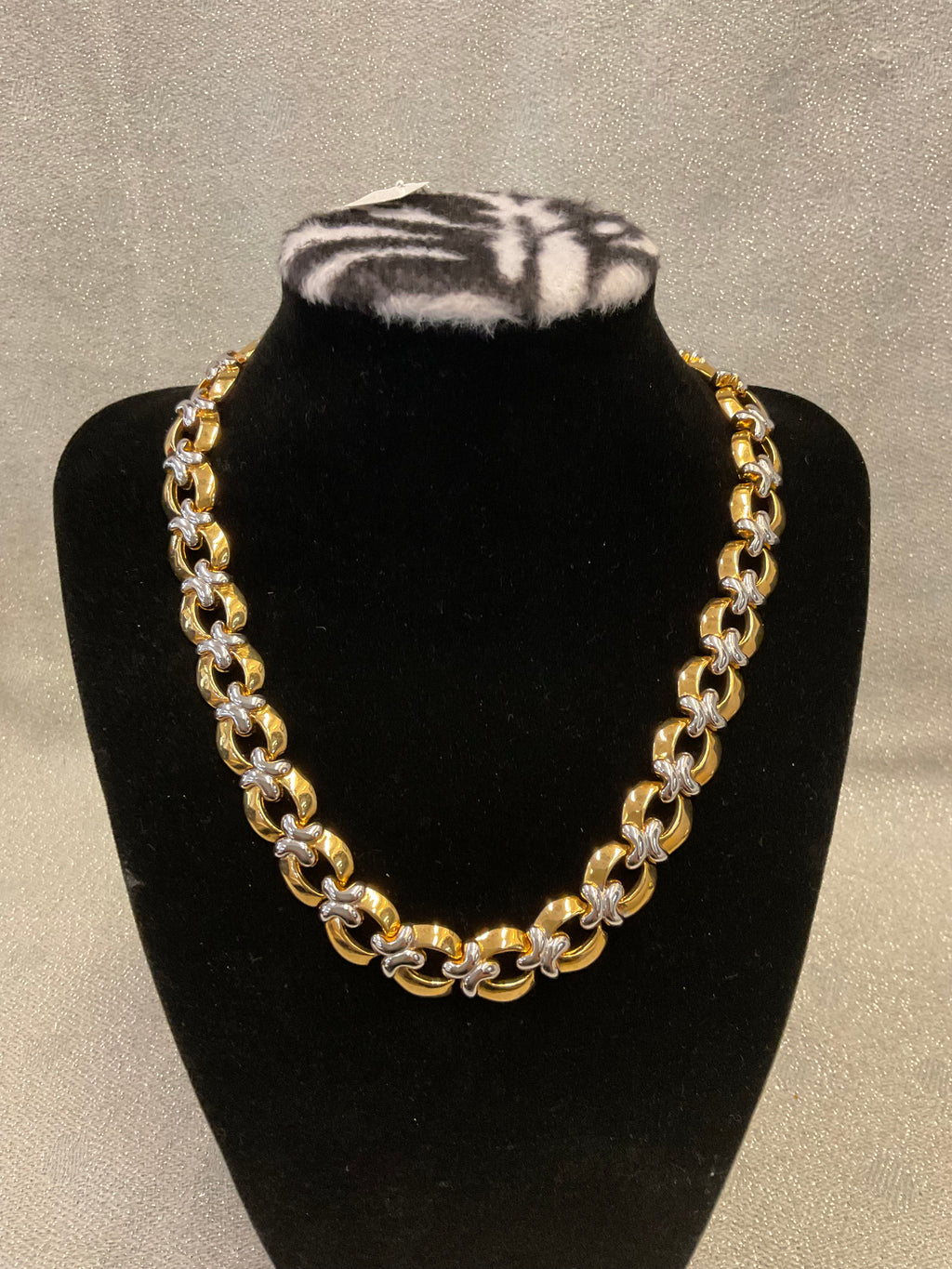 Two tone gold and silver chunky chain link necklace