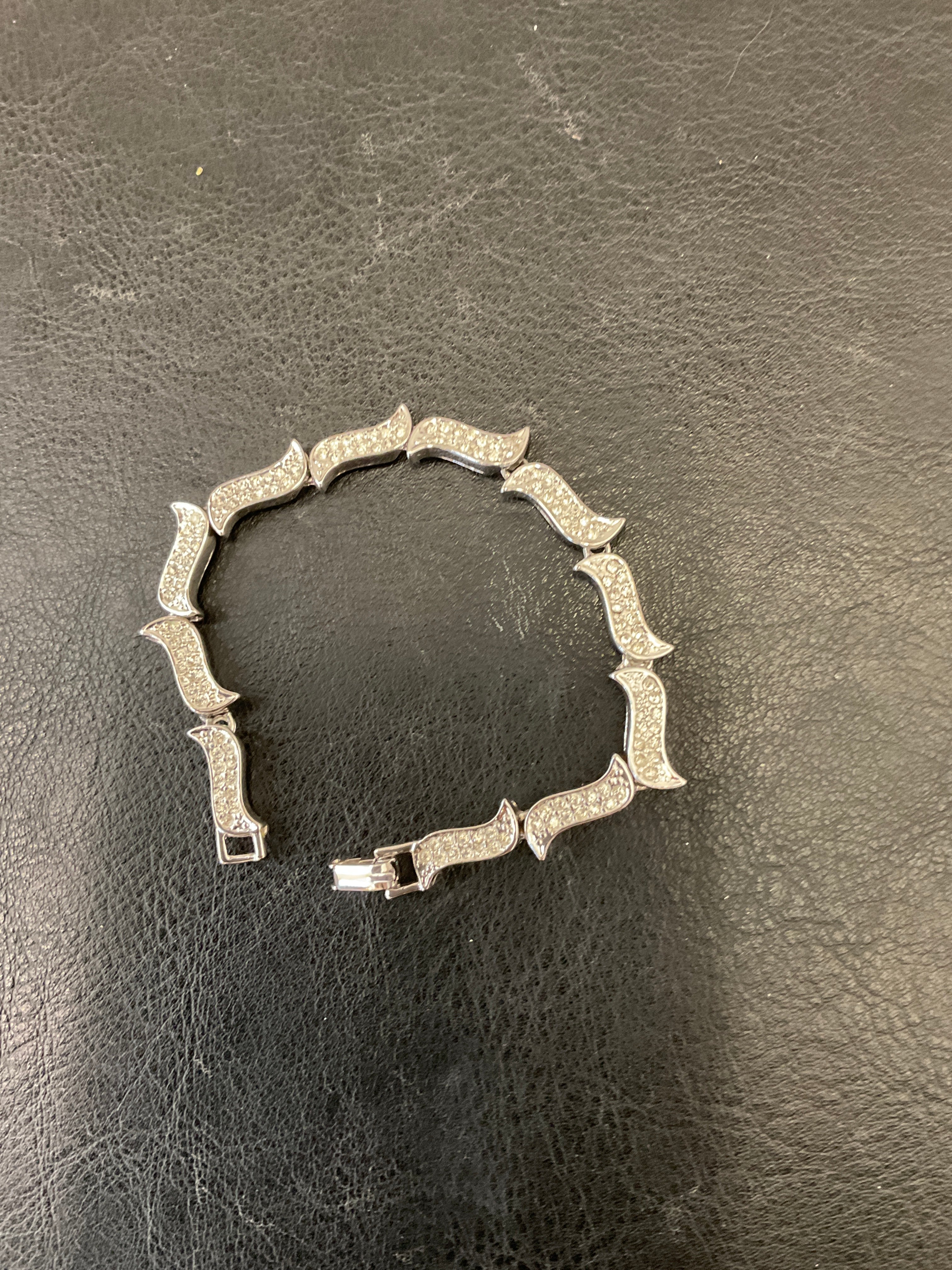Silver bracelet Cz rhinestone