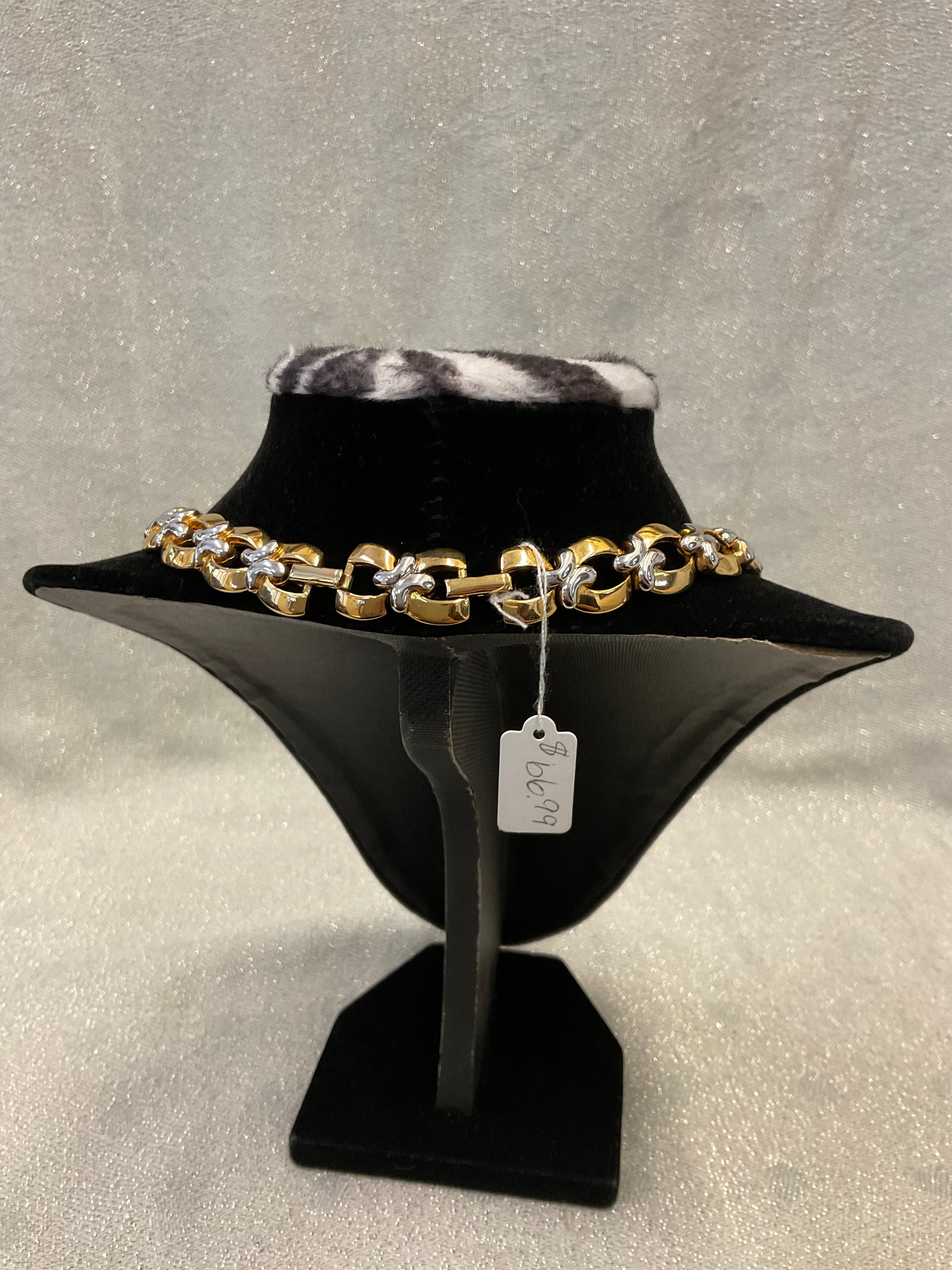 Two tone gold and silver chunky chain link necklace