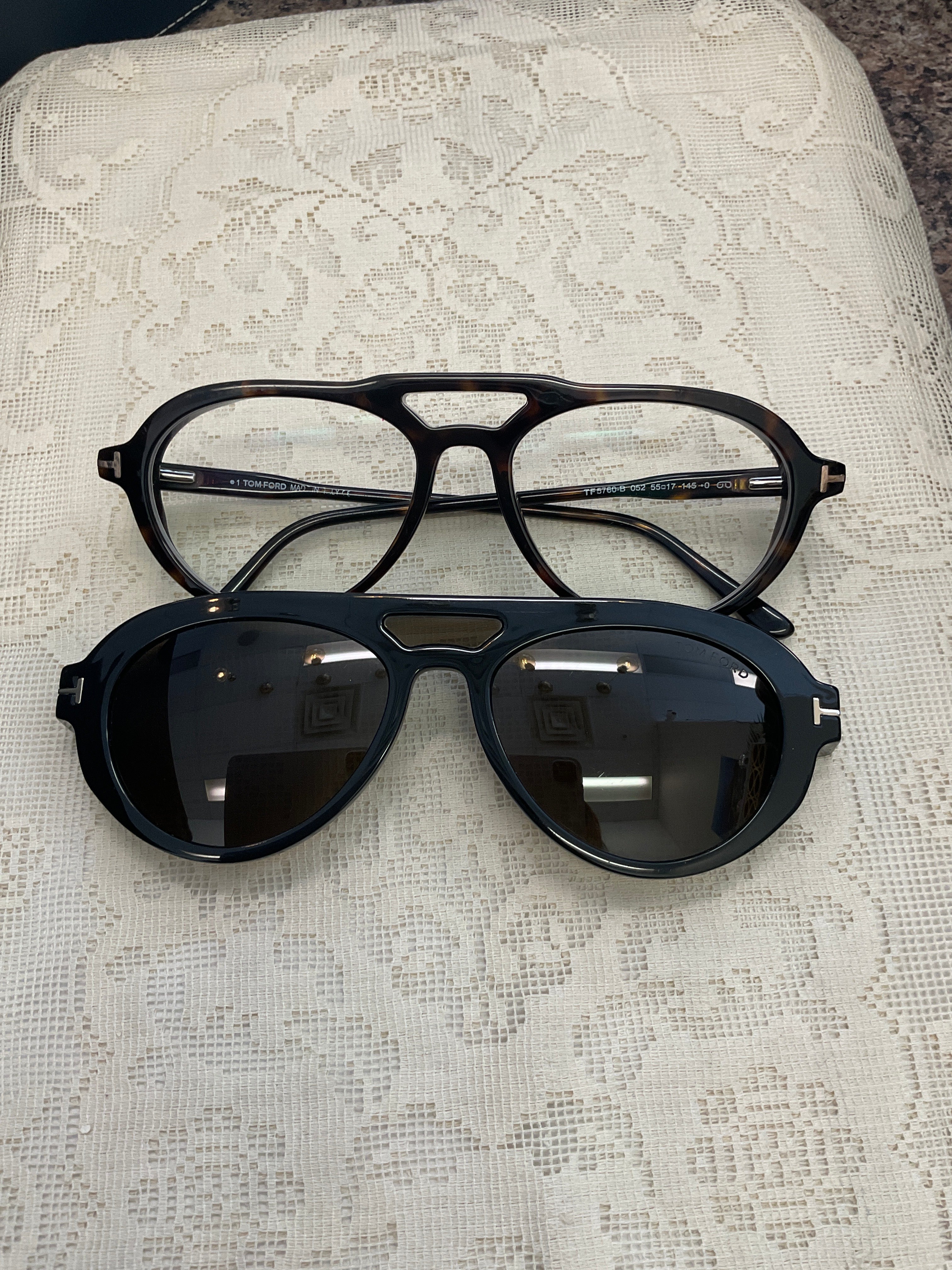 Tom ford prescription glasses with clip on sunglasses