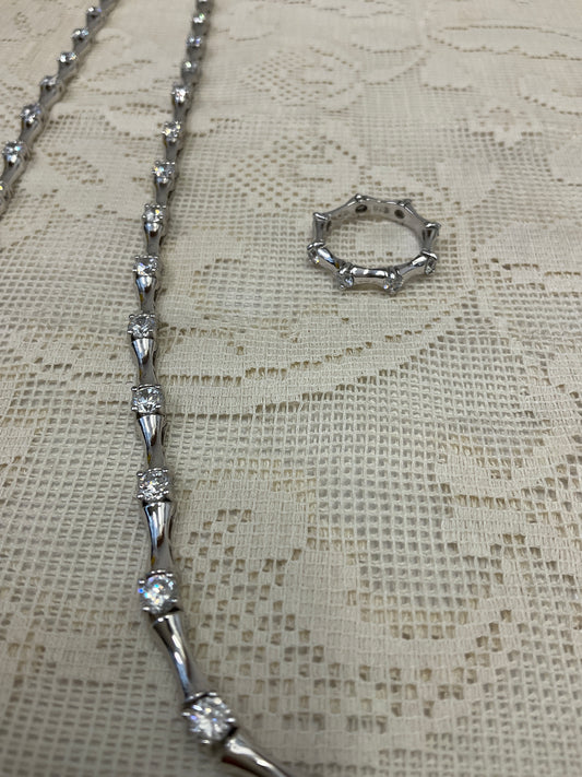 11.00ct t.w. Gorgeous CZ Necklace & Bracelet and ring Set In Sterling Silver