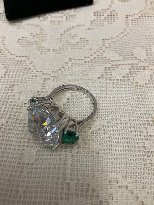12ct Three-stone Cushion Cut Engagement Ring 925 CZ