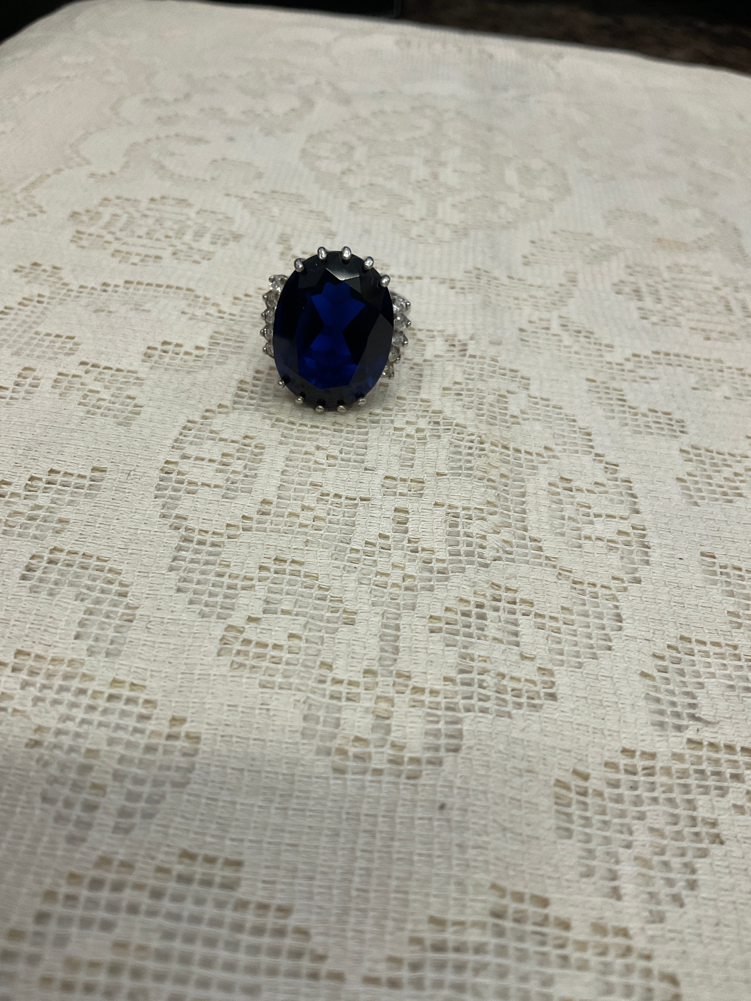 Silver 925 blue gem stone Cz stones