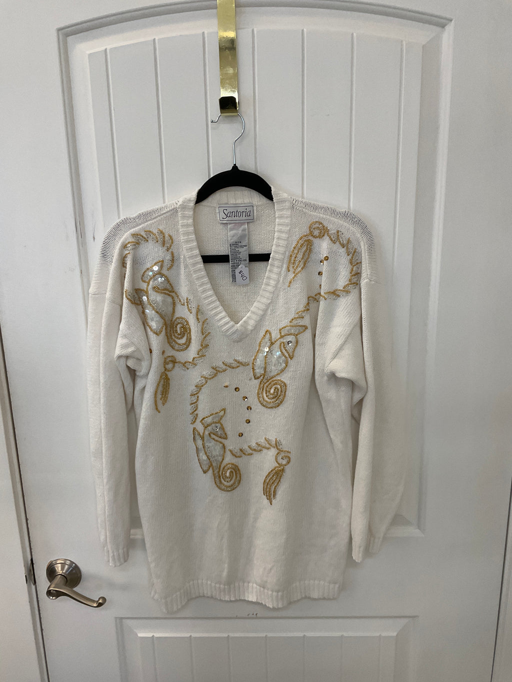 Santoria beaded floral cotton blend