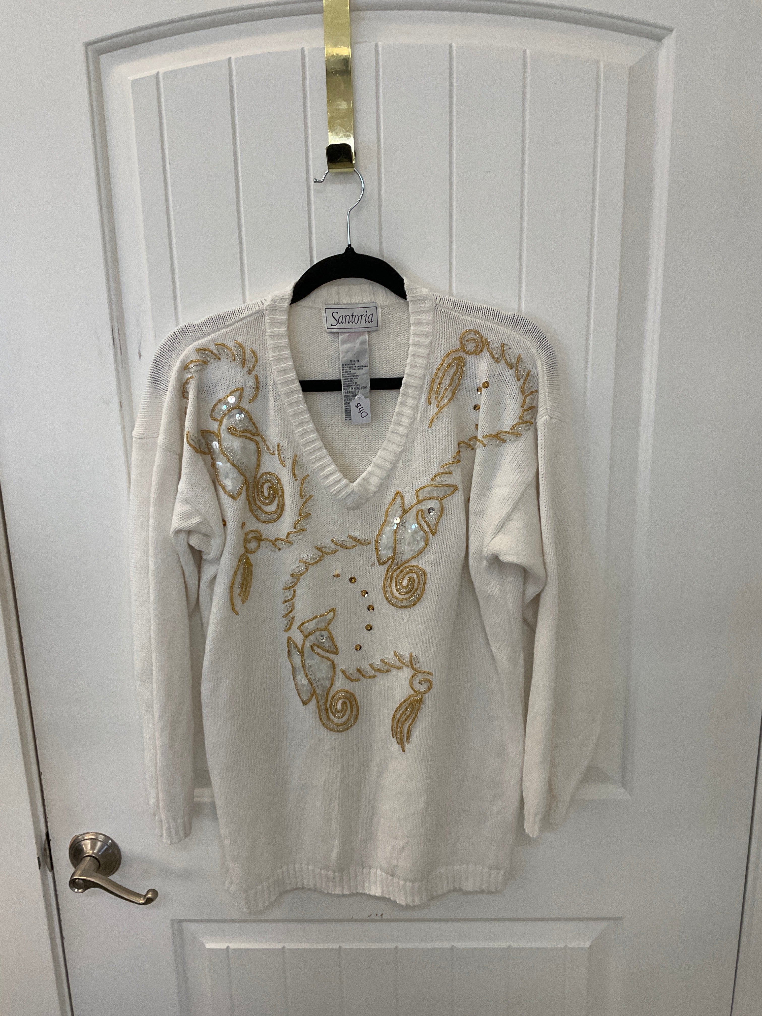 Santoria beaded floral cotton blend